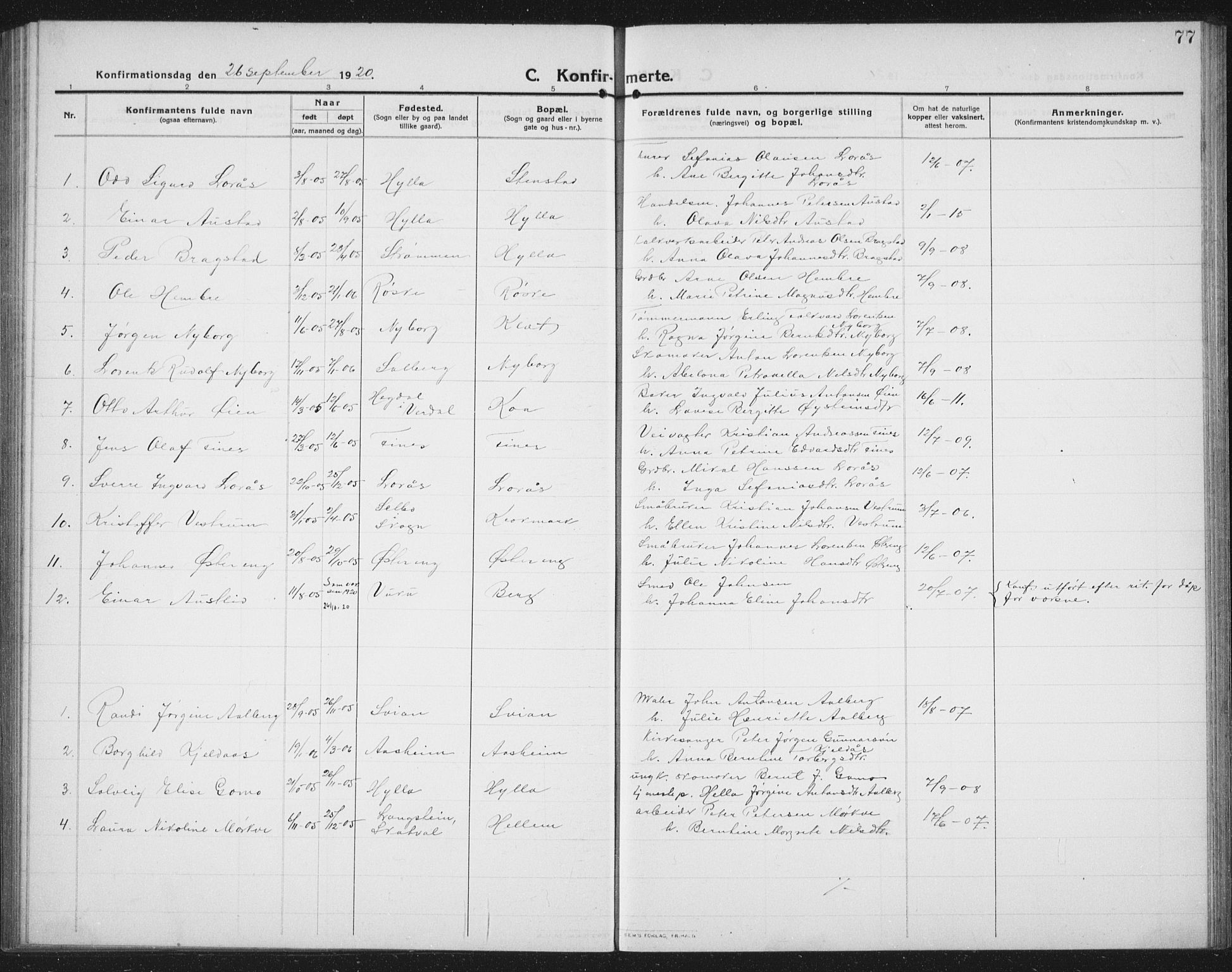 Ministerialprotokoller, klokkerbøker og fødselsregistre - Nord-Trøndelag, SAT/A-1458/731/L0312: Parish register (copy) no. 731C03, 1911-1935, p. 77