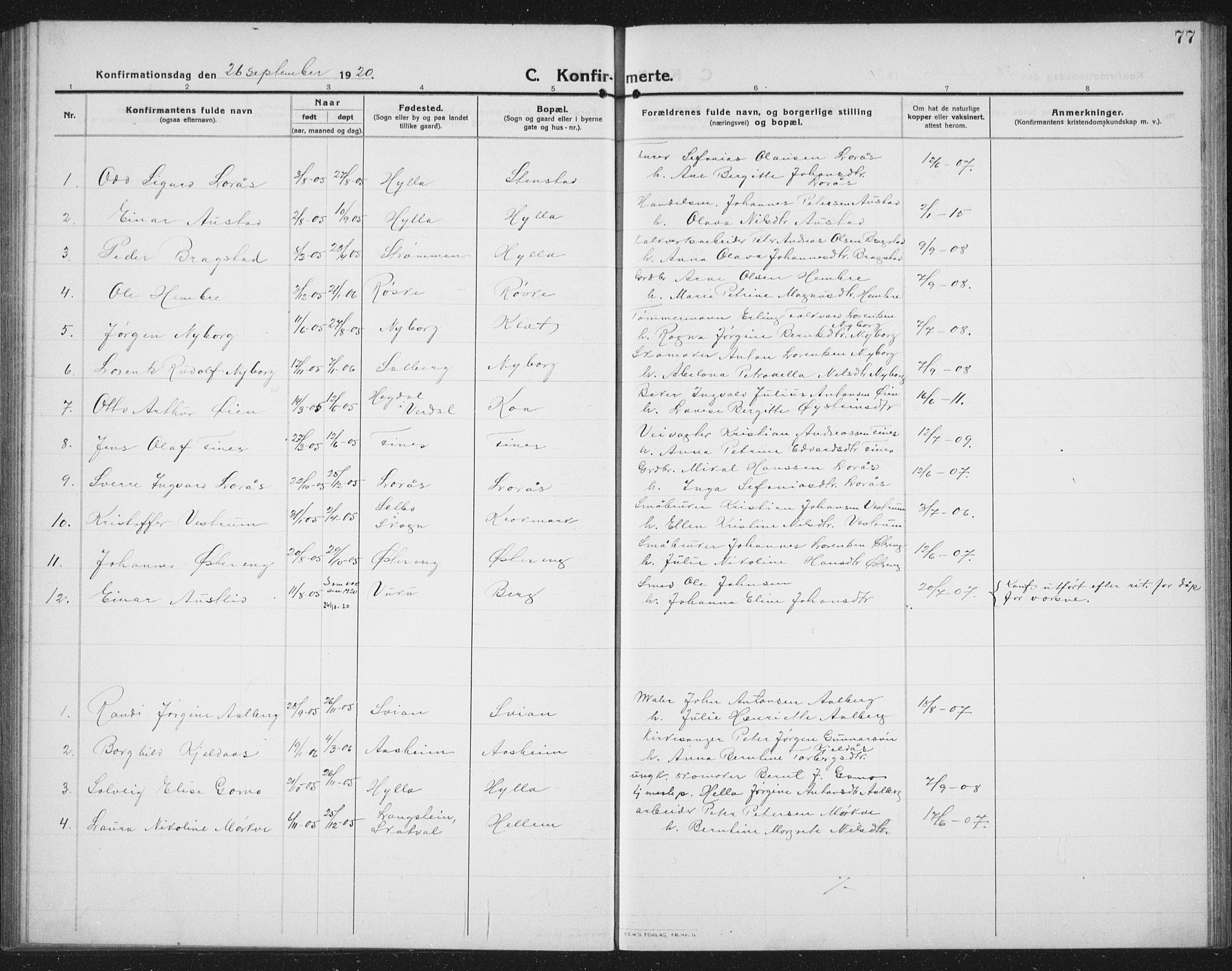 Ministerialprotokoller, klokkerbøker og fødselsregistre - Nord-Trøndelag, AV/SAT-A-1458/731/L0312: Parish register (copy) no. 731C03, 1911-1935, p. 77