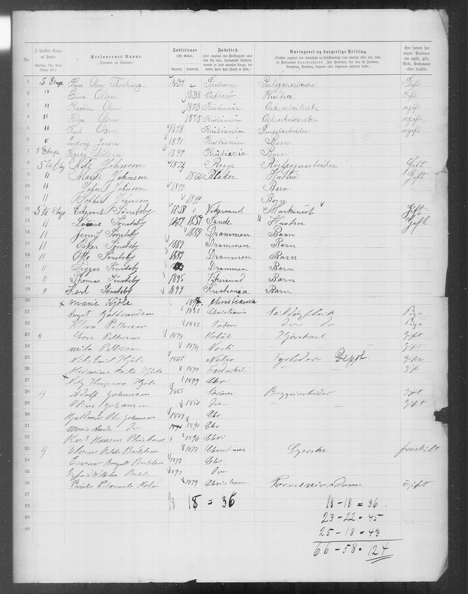 OBA, Municipal Census 1899 for Kristiania, 1899, p. 12479