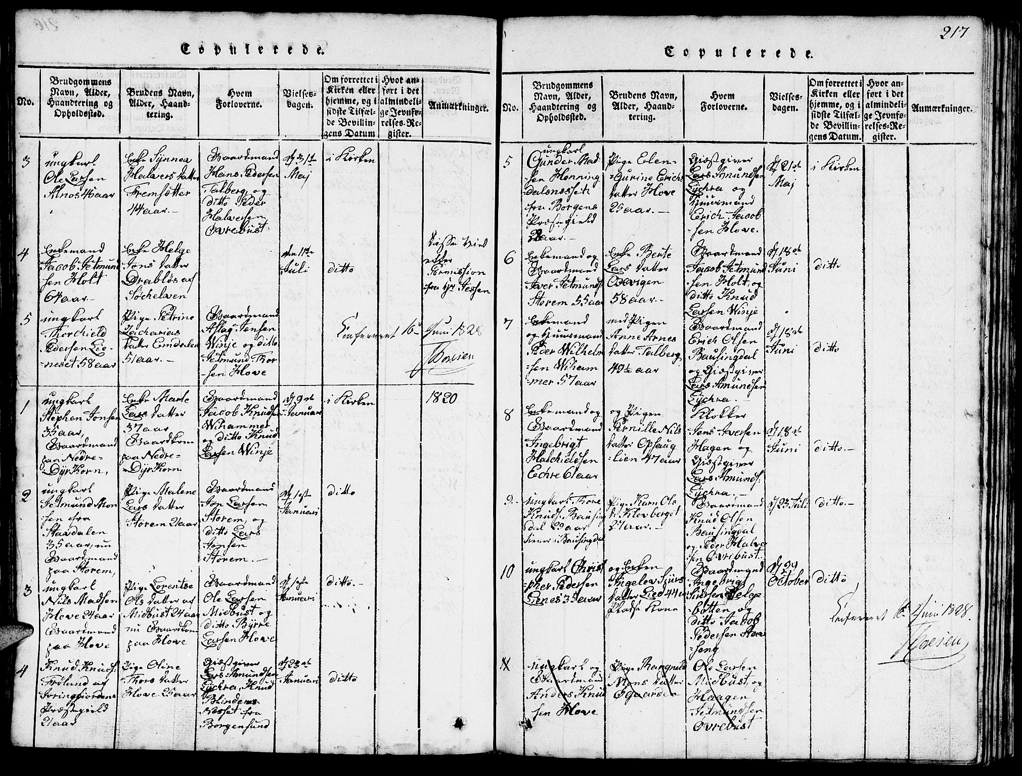 Ministerialprotokoller, klokkerbøker og fødselsregistre - Møre og Romsdal, SAT/A-1454/520/L0289: Parish register (copy) no. 520C01, 1817-1837, p. 217