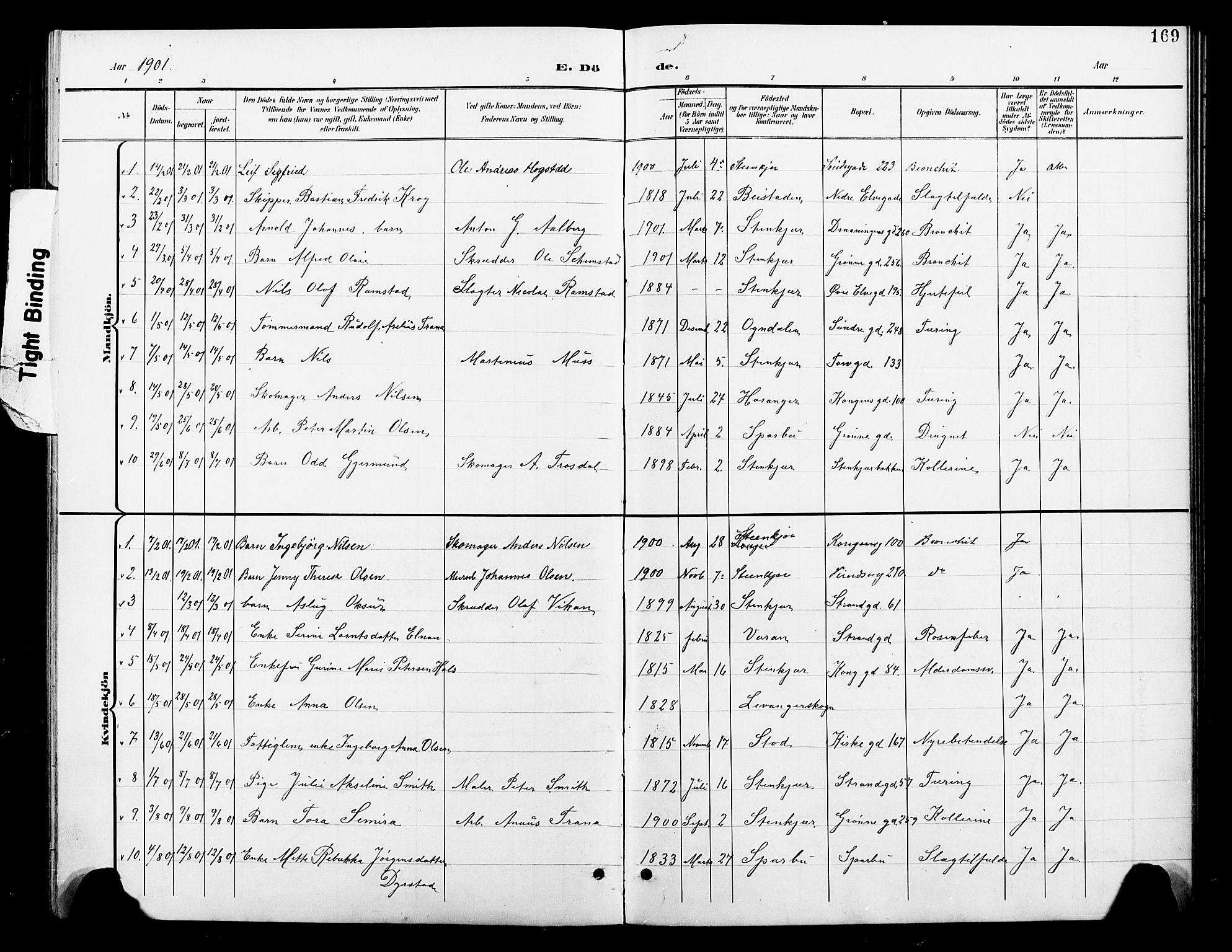 Ministerialprotokoller, klokkerbøker og fødselsregistre - Nord-Trøndelag, SAT/A-1458/739/L0375: Parish register (copy) no. 739C03, 1898-1908, p. 169