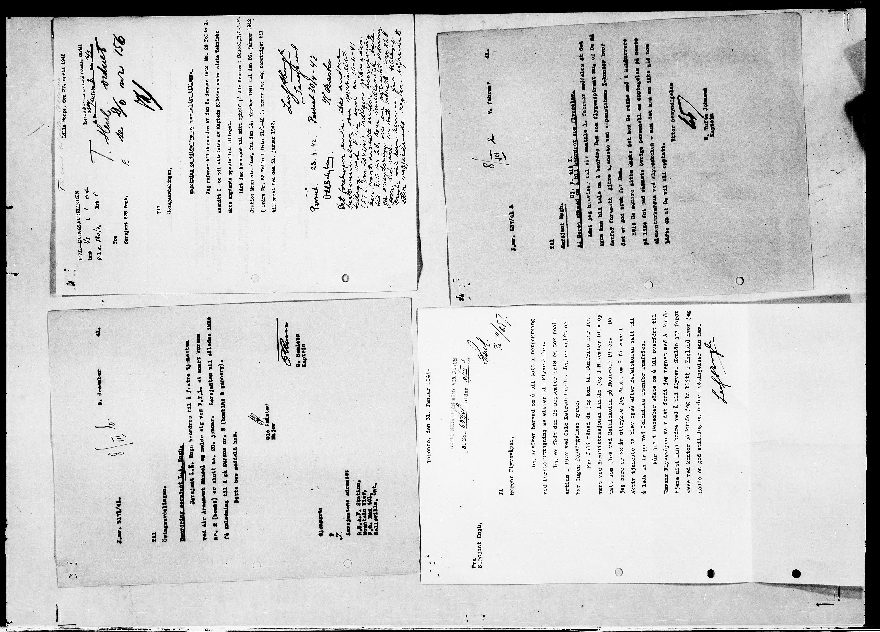 Forsvaret, Flyvåpnenes treningsleir 1940-1945, AV/RA-RAFA-3974/V/L0046: Ekspedisjonskontoret.
Personellsaker E - N., 1940-1945