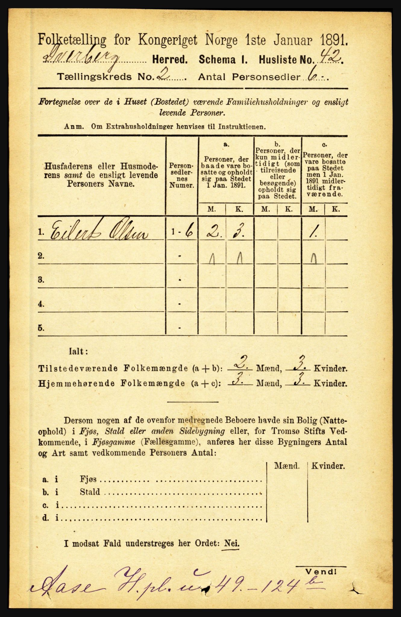 RA, 1891 census for 1872 Dverberg, 1891, p. 619