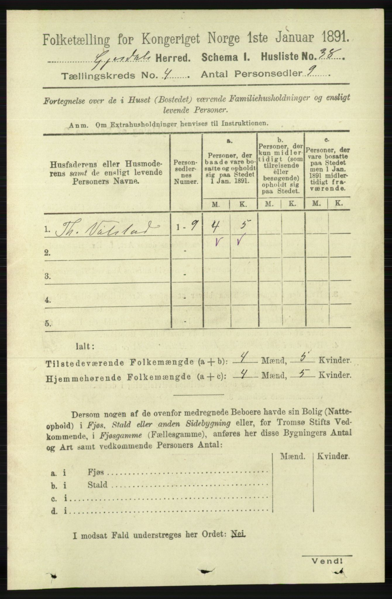 RA, 1891 census for 1122 Gjesdal, 1891, p. 1177