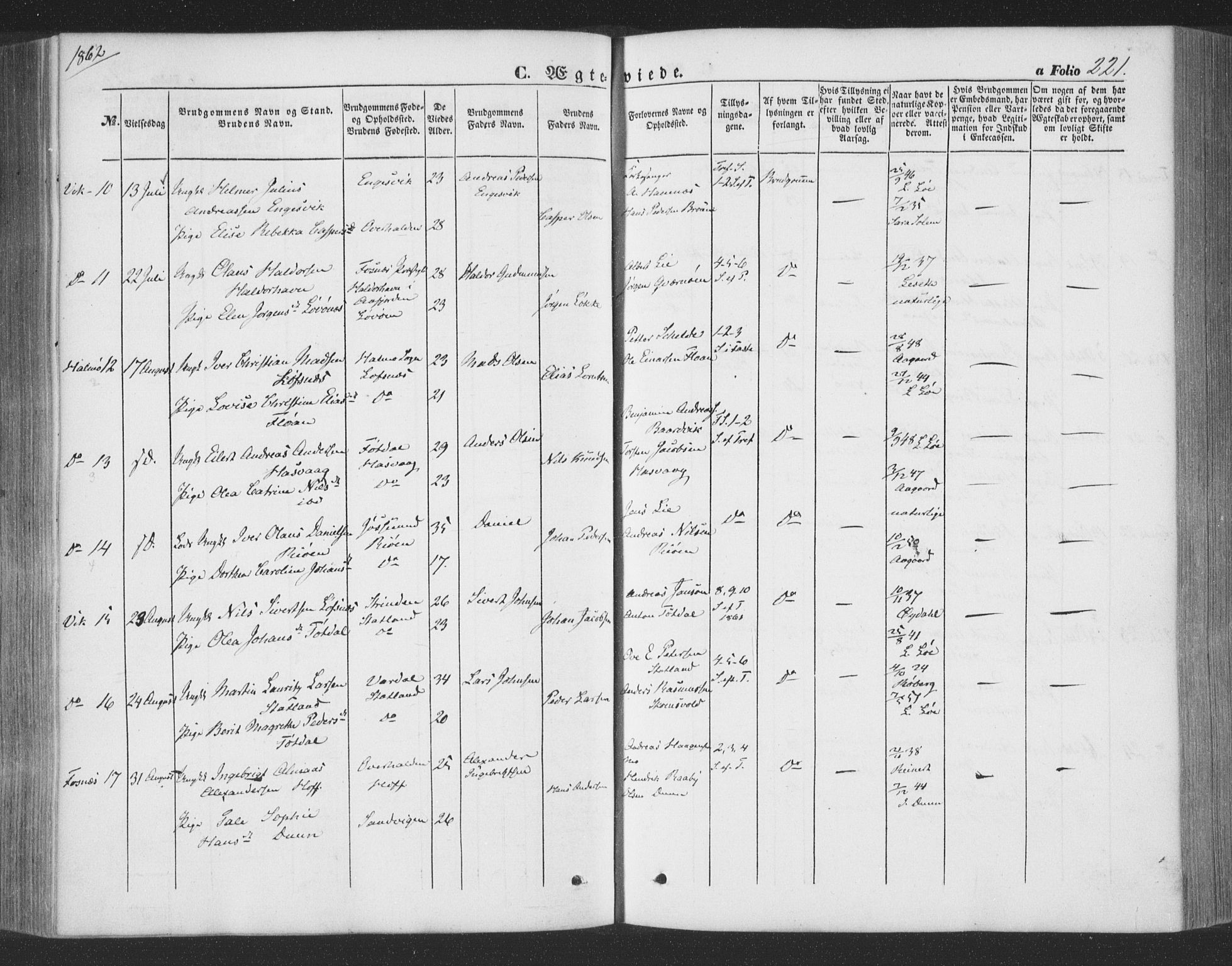 Ministerialprotokoller, klokkerbøker og fødselsregistre - Nord-Trøndelag, AV/SAT-A-1458/773/L0615: Parish register (official) no. 773A06, 1857-1870, p. 221