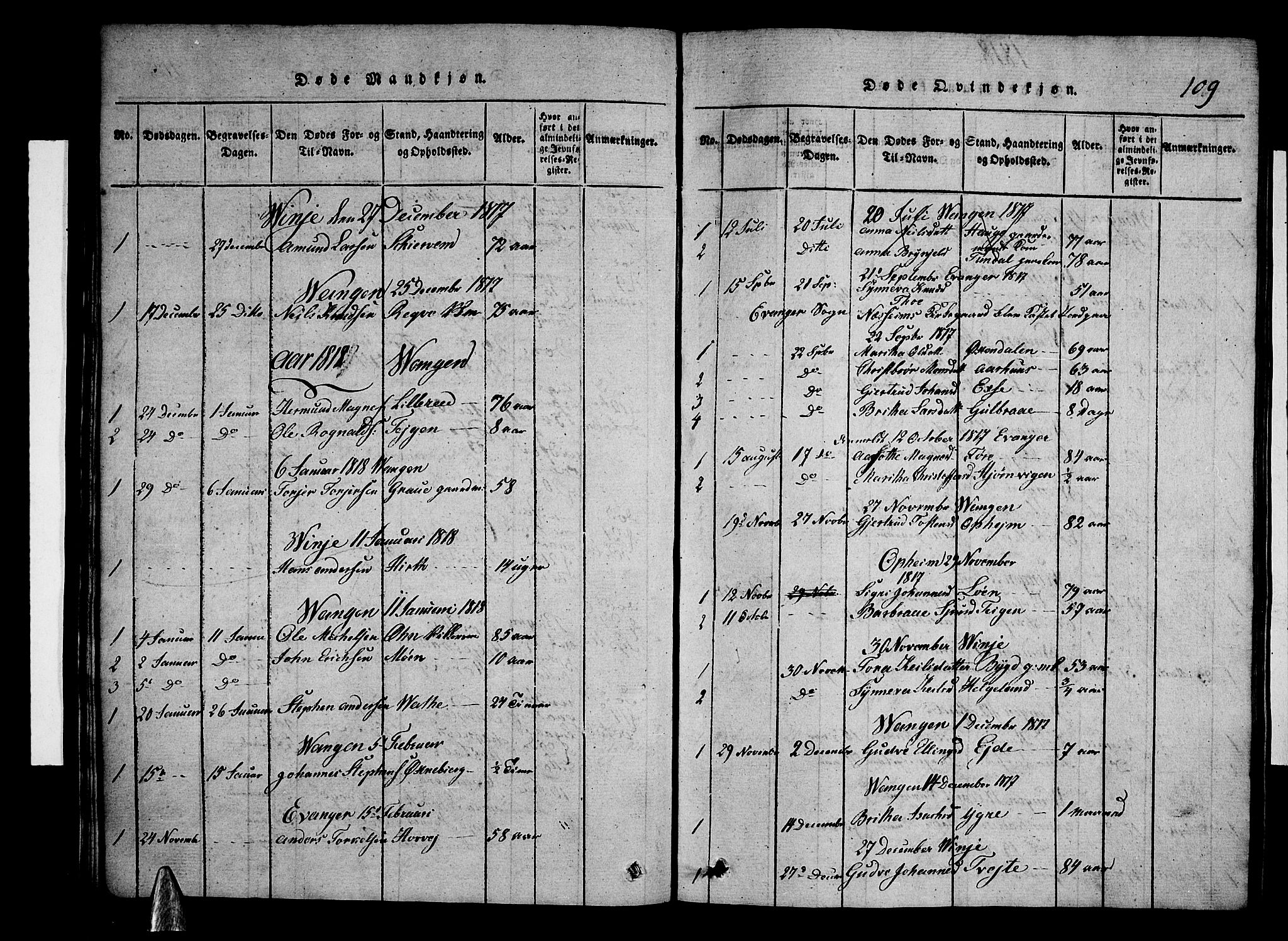 Voss sokneprestembete, AV/SAB-A-79001/H/Hab: Parish register (copy) no. A 1, 1816-1818, p. 109