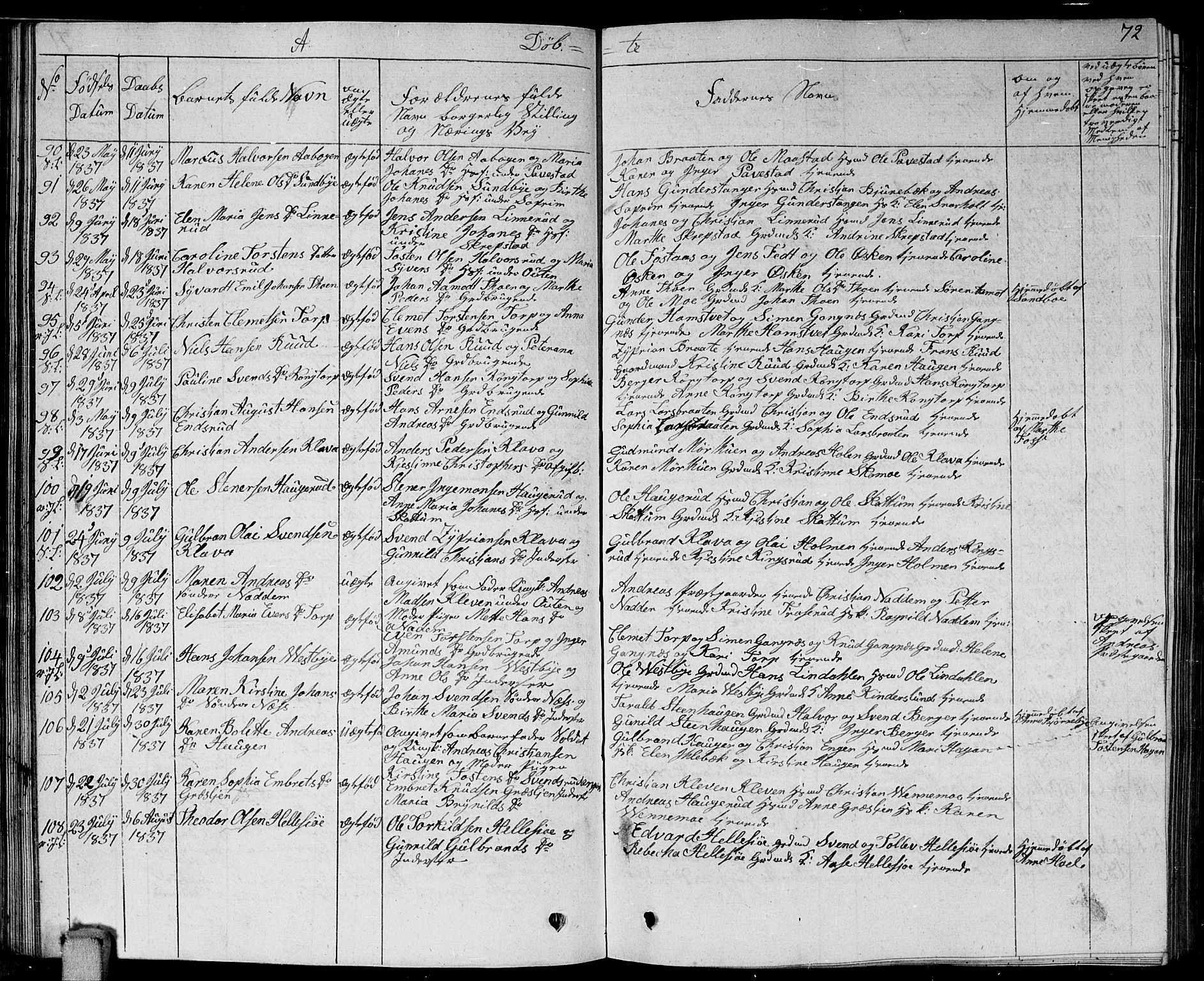 Høland prestekontor Kirkebøker, SAO/A-10346a/G/Ga/L0002: Parish register (copy) no. I 2, 1827-1845, p. 72