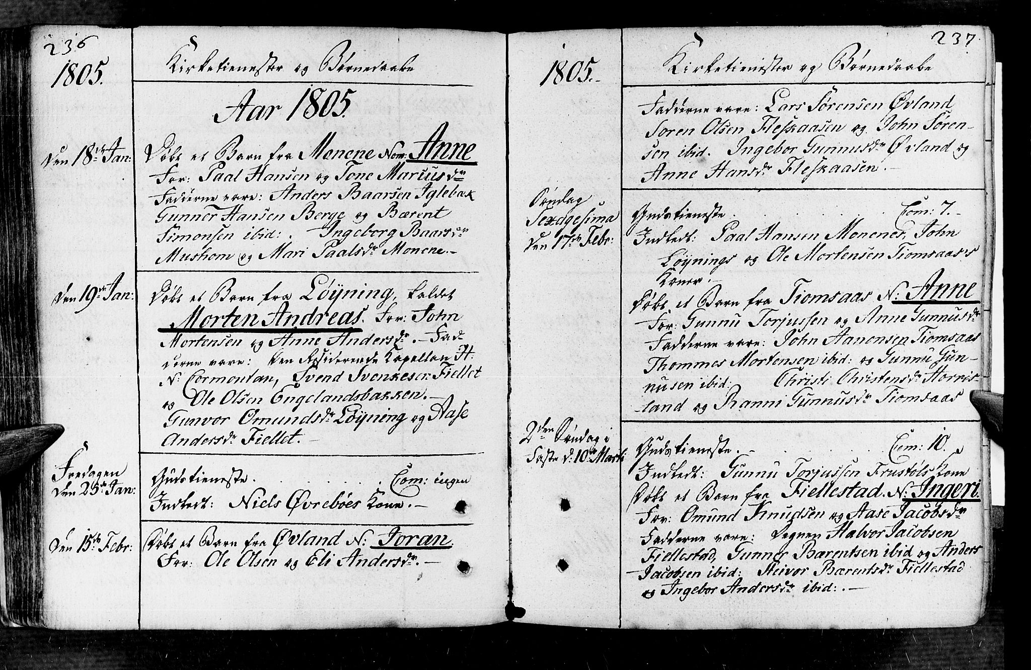 Vennesla sokneprestkontor, SAK/1111-0045/Fa/Fac/L0002: Parish register (official) no. A 2, 1785-1834, p. 236-237