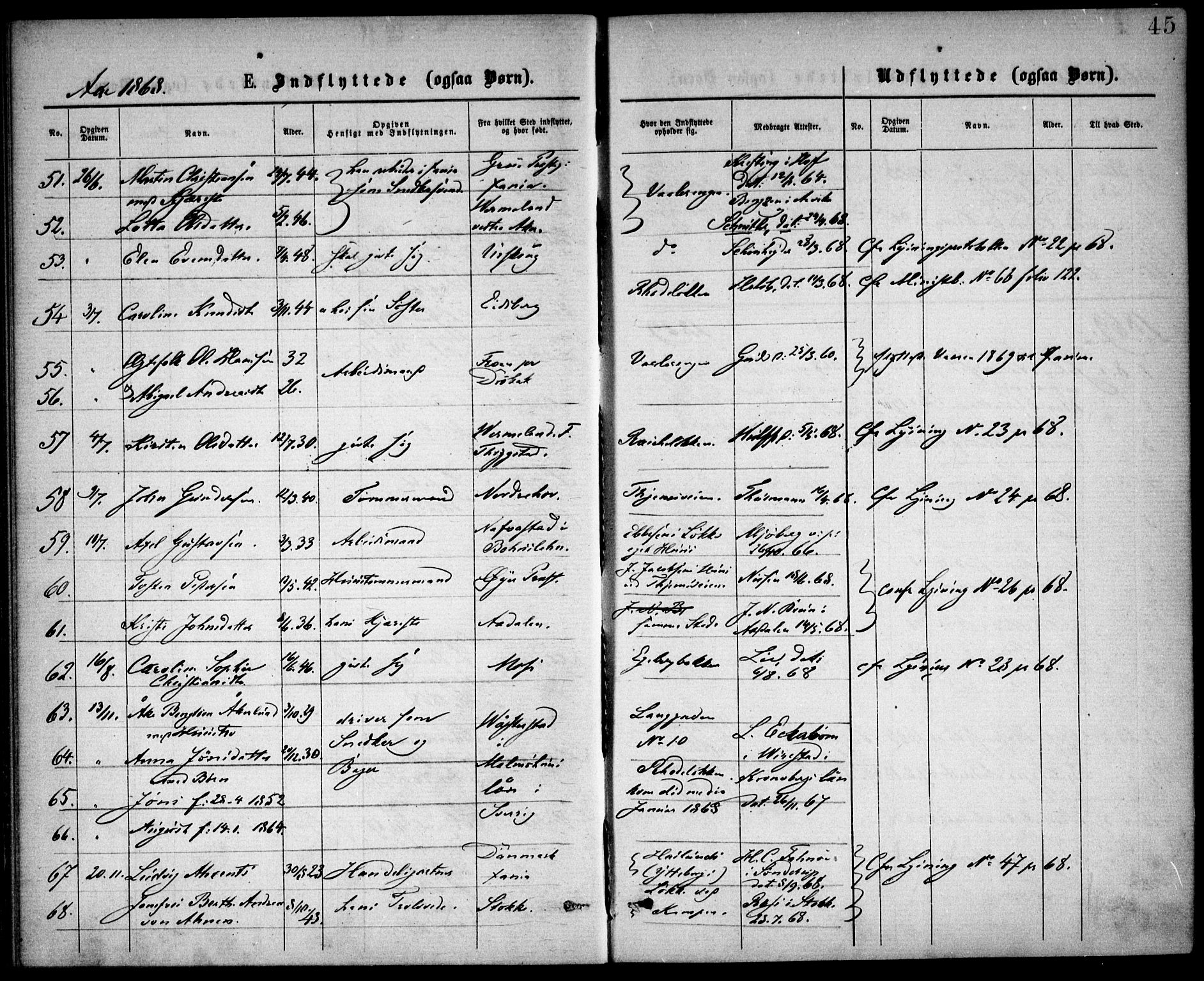Østre Aker prestekontor Kirkebøker, SAO/A-10840/F/Fa/L0002: Parish register (official) no. I 2, 1861-1878, p. 45