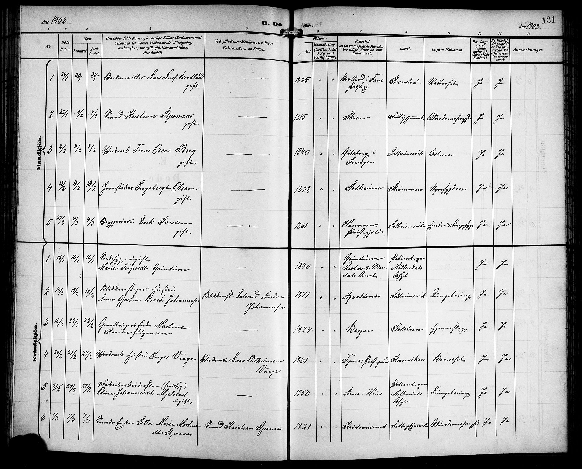 Årstad Sokneprestembete, SAB/A-79301/H/Hab/L0018: Parish register (copy) no. C 1, 1902-1919, p. 131
