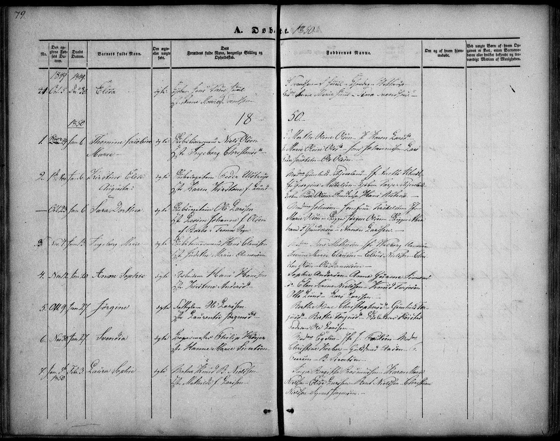 Arendal sokneprestkontor, Trefoldighet, SAK/1111-0040/F/Fa/L0005: Parish register (official) no. A 5, 1838-1854, p. 79