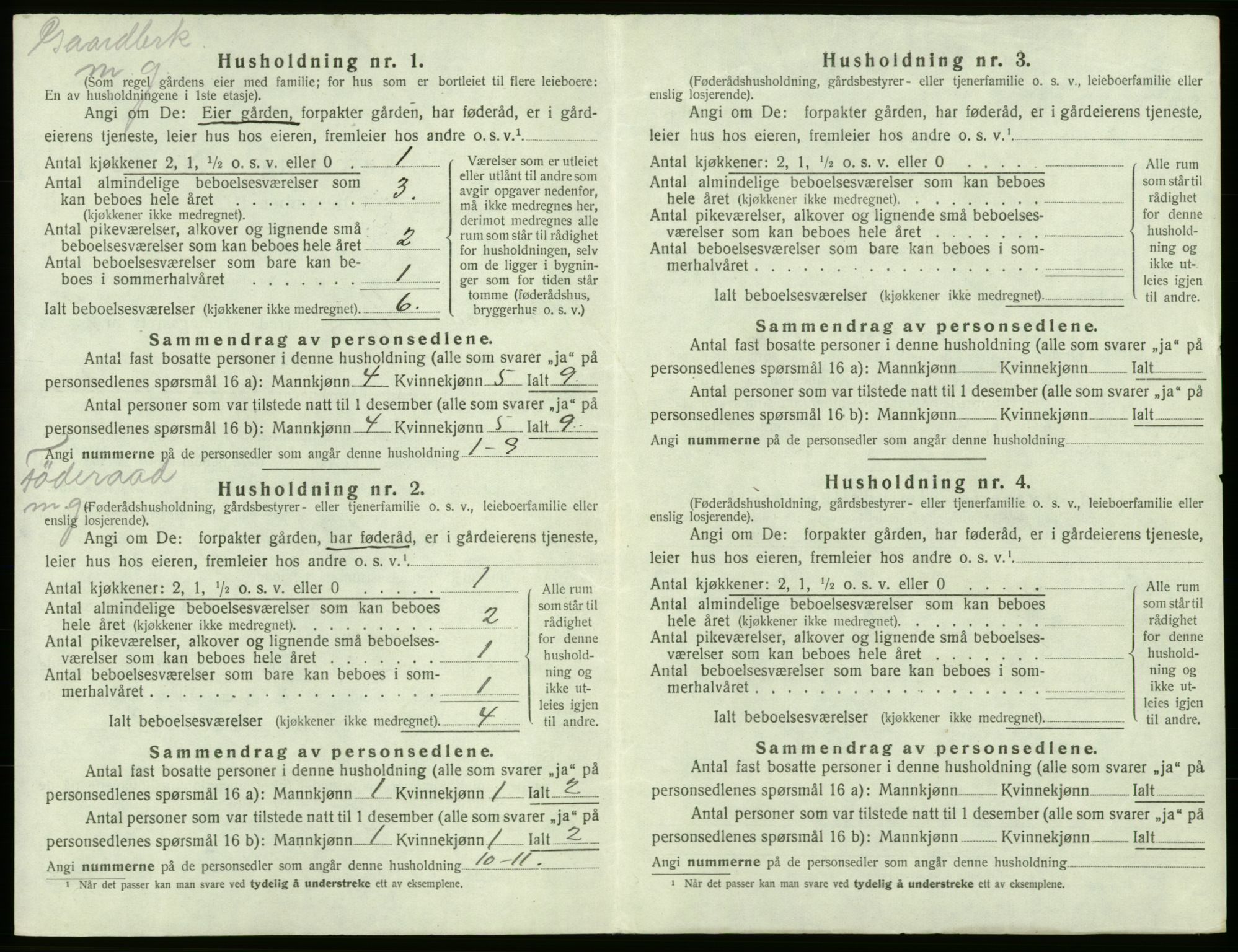 SAB, 1920 census for Bremnes, 1920, p. 630