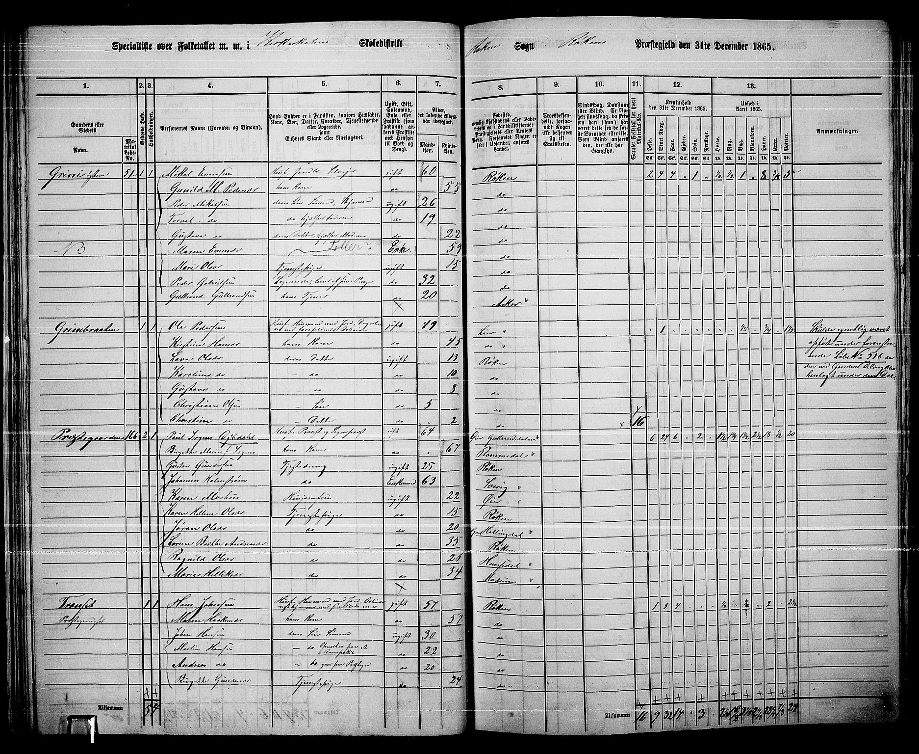 RA, 1865 census for Røyken, 1865, p. 39