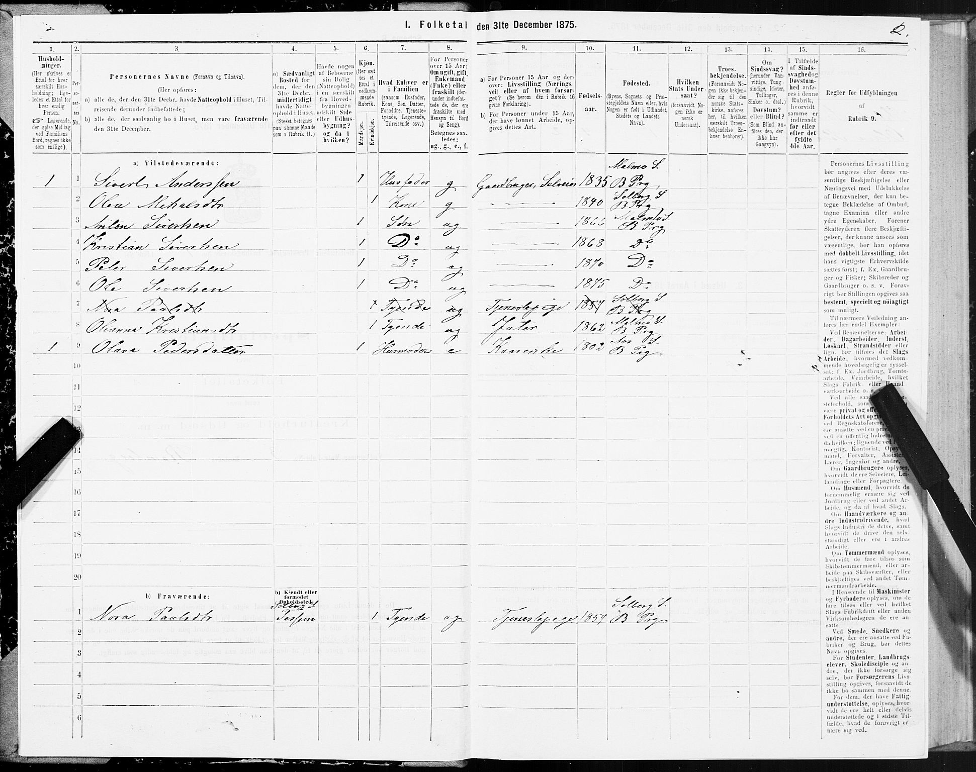 SAT, 1875 census for 1727P Beitstad, 1875, p. 1002