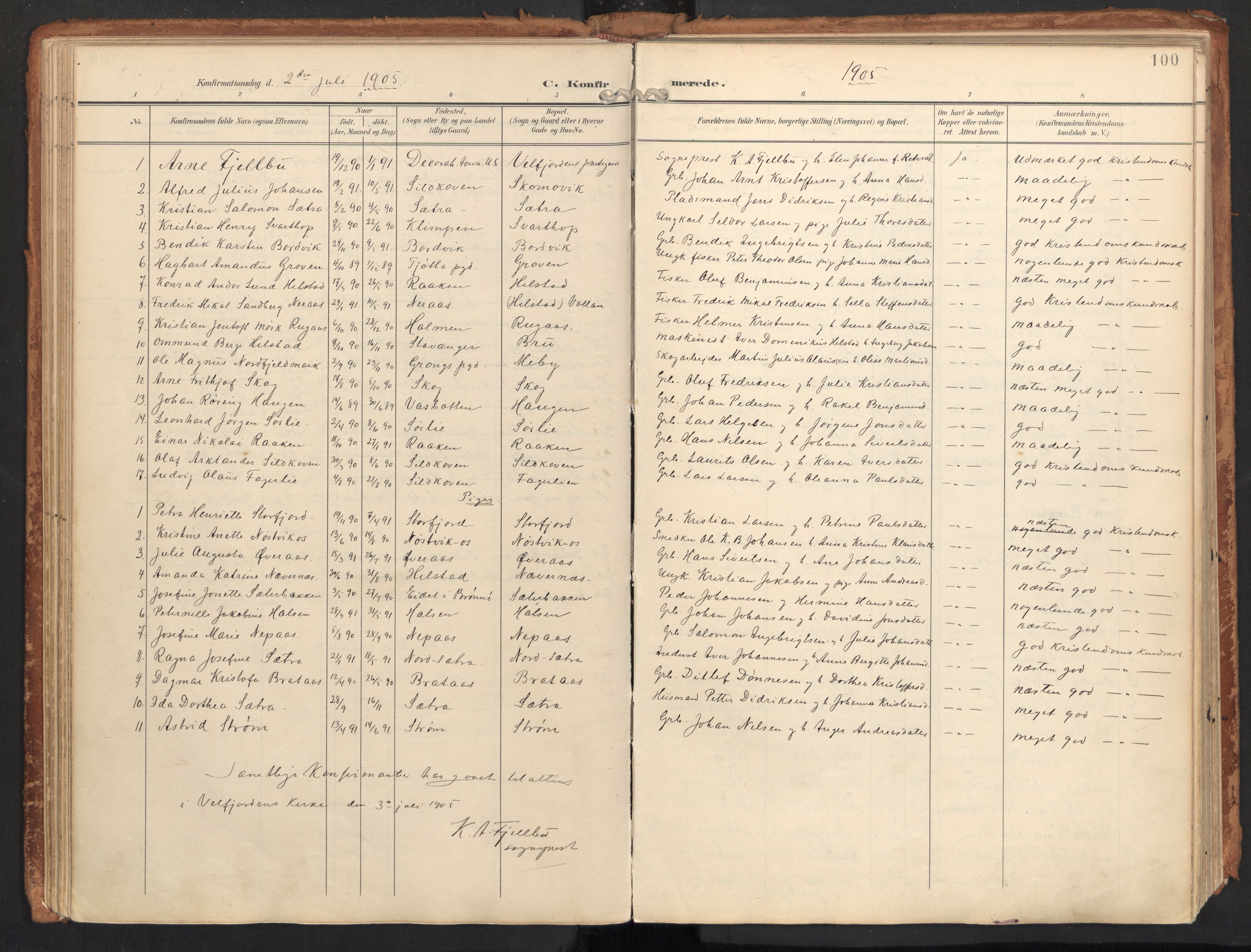 Ministerialprotokoller, klokkerbøker og fødselsregistre - Nordland, SAT/A-1459/814/L0227: Parish register (official) no. 814A08, 1899-1920, p. 100
