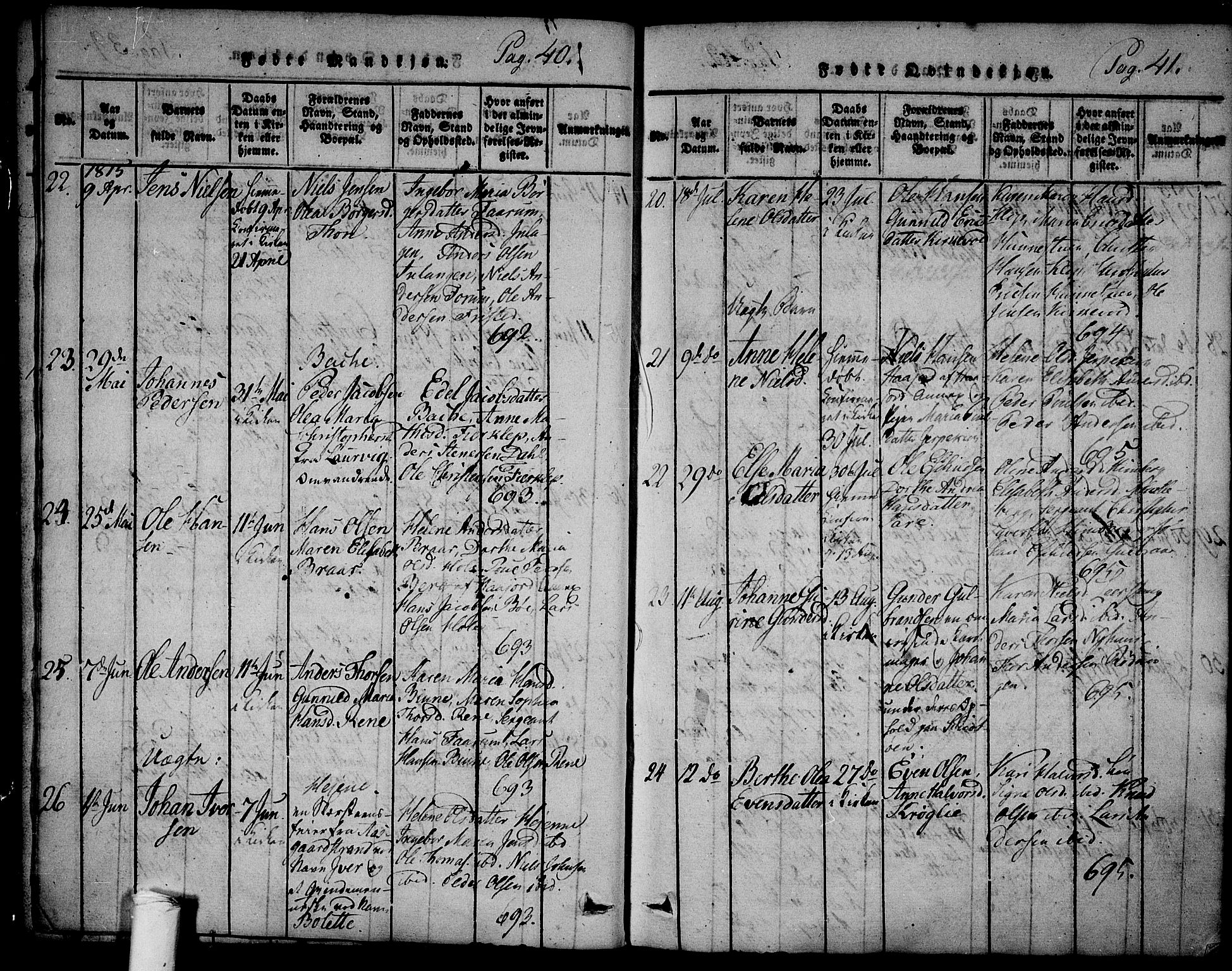 Ramnes kirkebøker, SAKO/A-314/F/Fa/L0004: Parish register (official) no. I 4, 1813-1840, p. 40-41