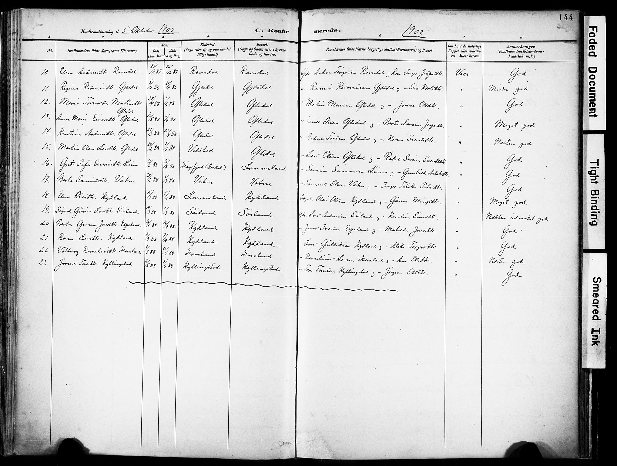 Lye sokneprestkontor, AV/SAST-A-101794/001/30BA/L0012: Parish register (official) no. A 11, 1896-1909, p. 144