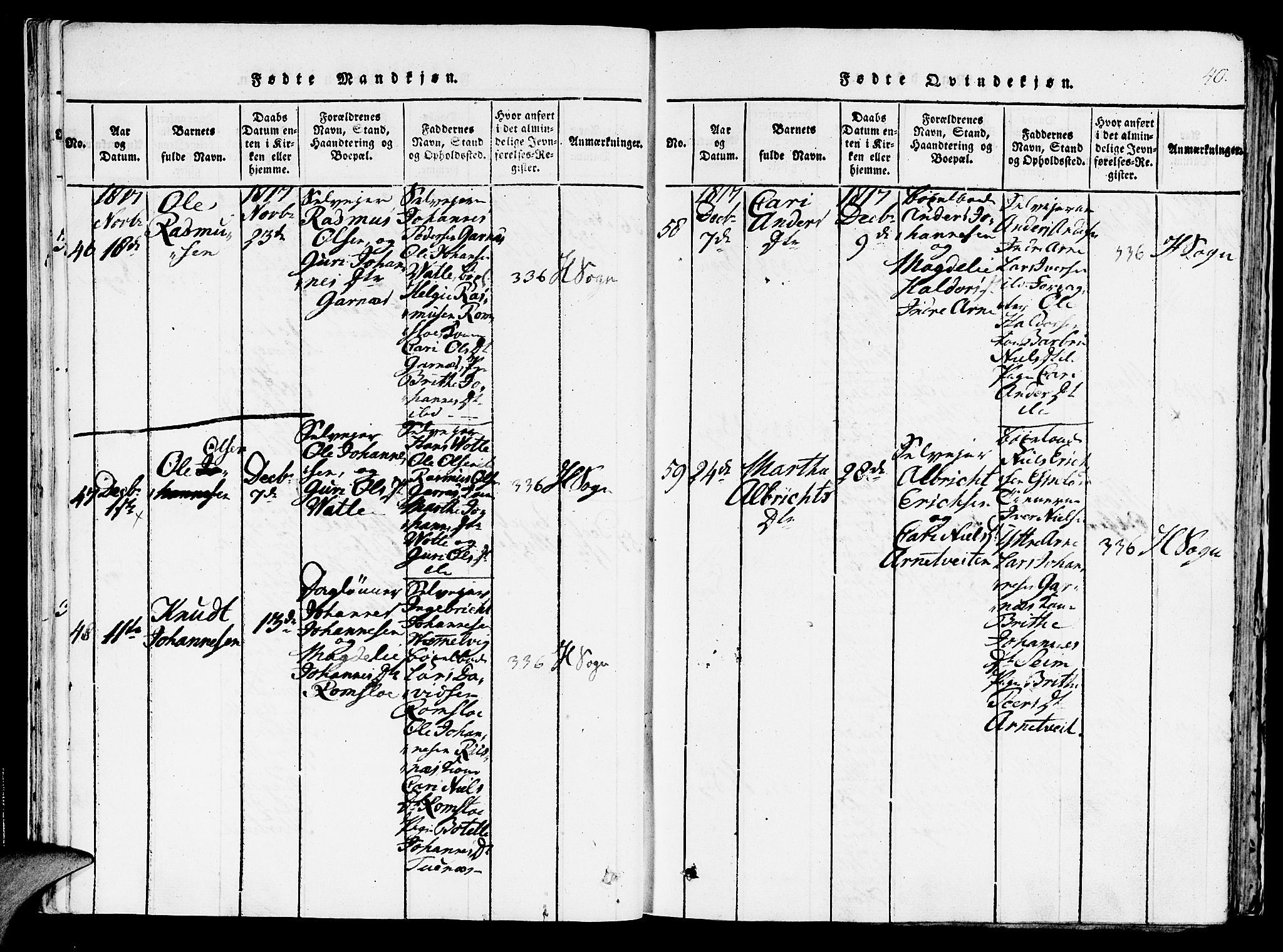 Haus sokneprestembete, AV/SAB-A-75601/H/Haa: Parish register (official) no. A 12, 1816-1821, p. 40