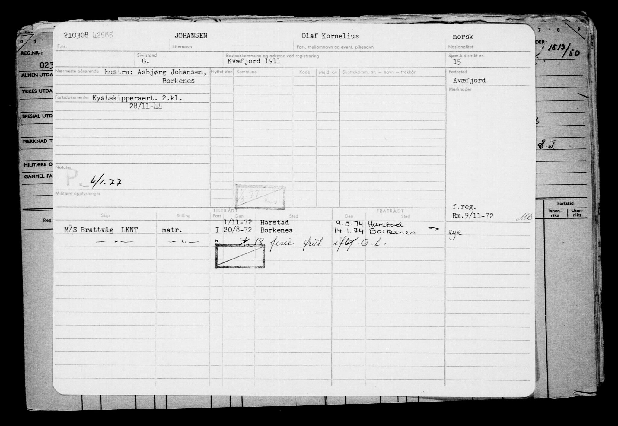 Direktoratet for sjømenn, AV/RA-S-3545/G/Gb/L0076: Hovedkort, 1908, p. 246