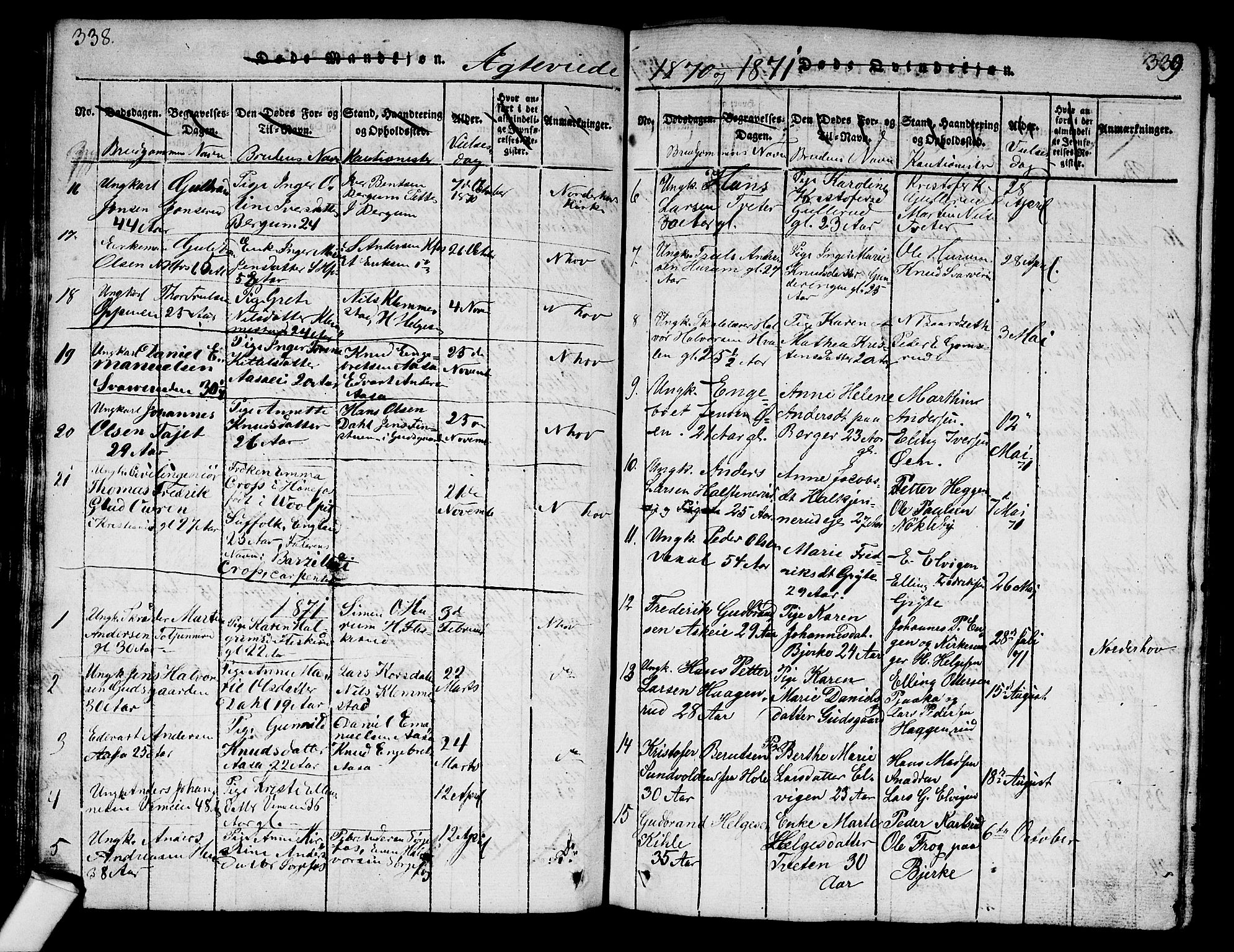 Norderhov kirkebøker, AV/SAKO-A-237/G/Ga/L0003: Parish register (copy) no. I 3 /1, 1814-1876, p. 338-339