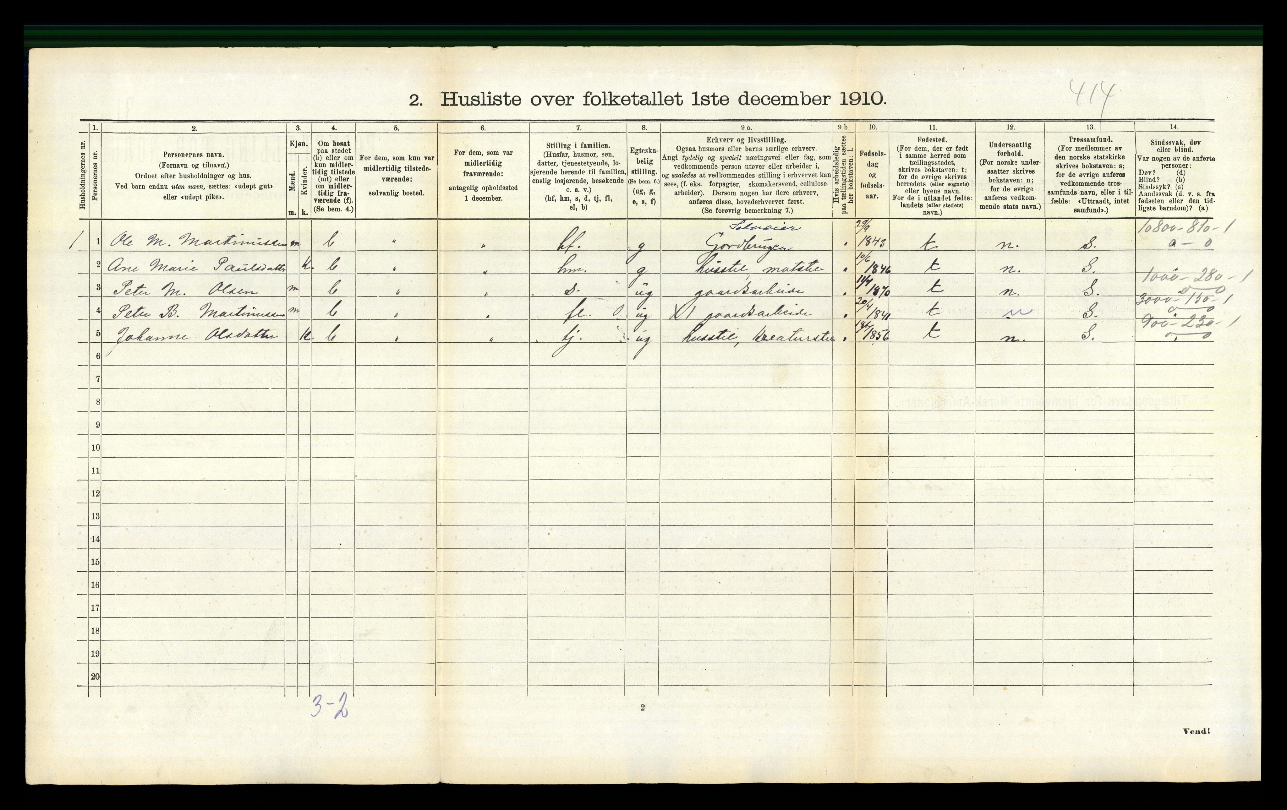 RA, 1910 census for Stordal, 1910, p. 177