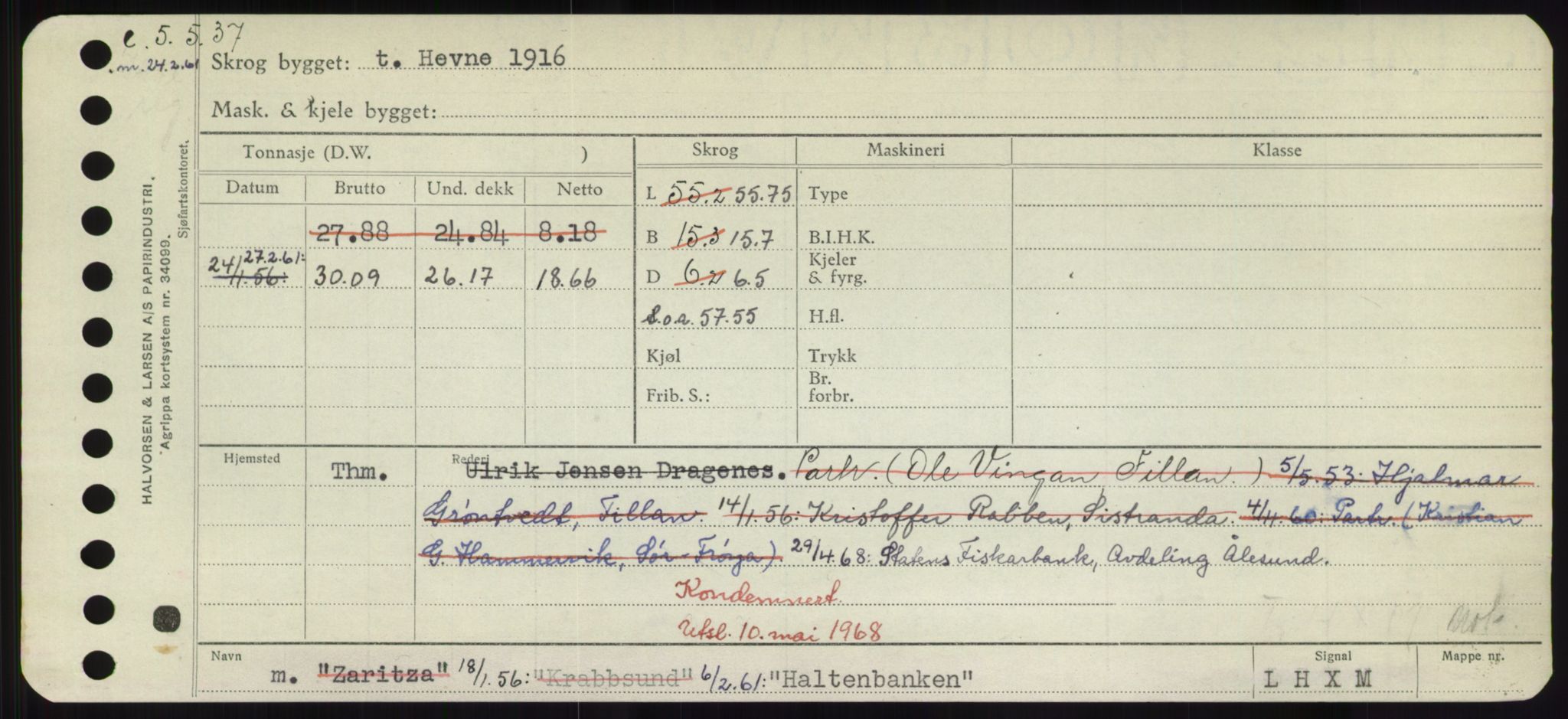 Sjøfartsdirektoratet med forløpere, Skipsmålingen, RA/S-1627/H/Hd/L0014: Fartøy, H-Havl, p. 151