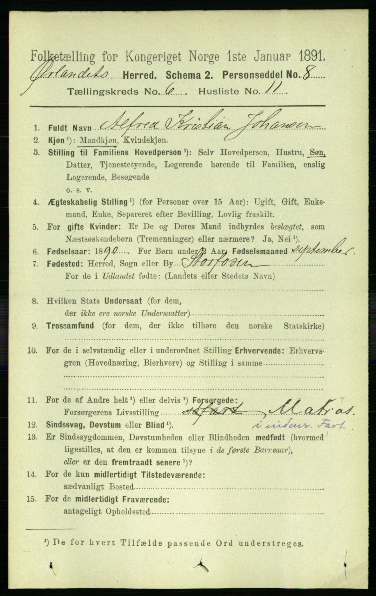 RA, 1891 census for 1621 Ørland, 1891, p. 1919