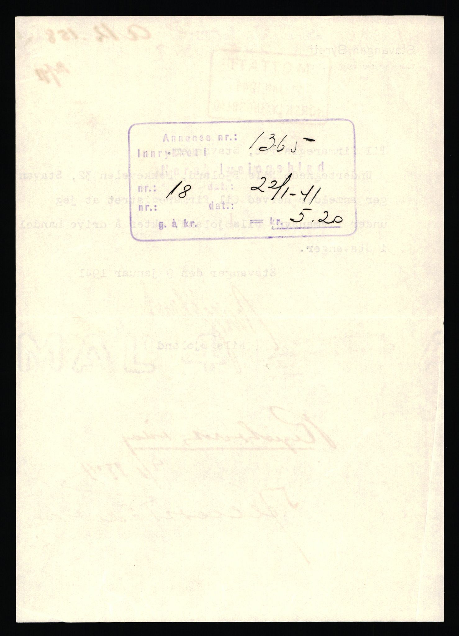 Stavanger byfogd, SAST/A-101408/002/J/Jd/Jde/L0004: Registreringsmeldinger og bilag. Enkeltmannsforetak, 1001-1350, 1891-1990, p. 127