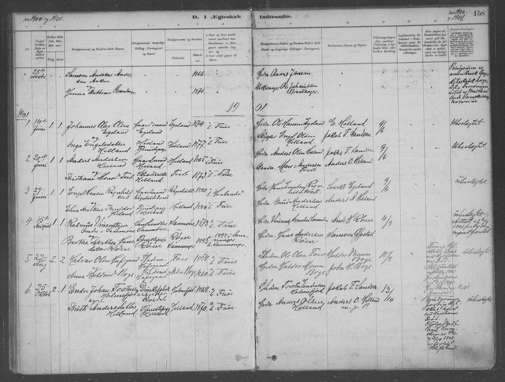 Fusa sokneprestembete, AV/SAB-A-75401/H/Haa: Parish register (official) no. B 1, 1880-1938, p. 158