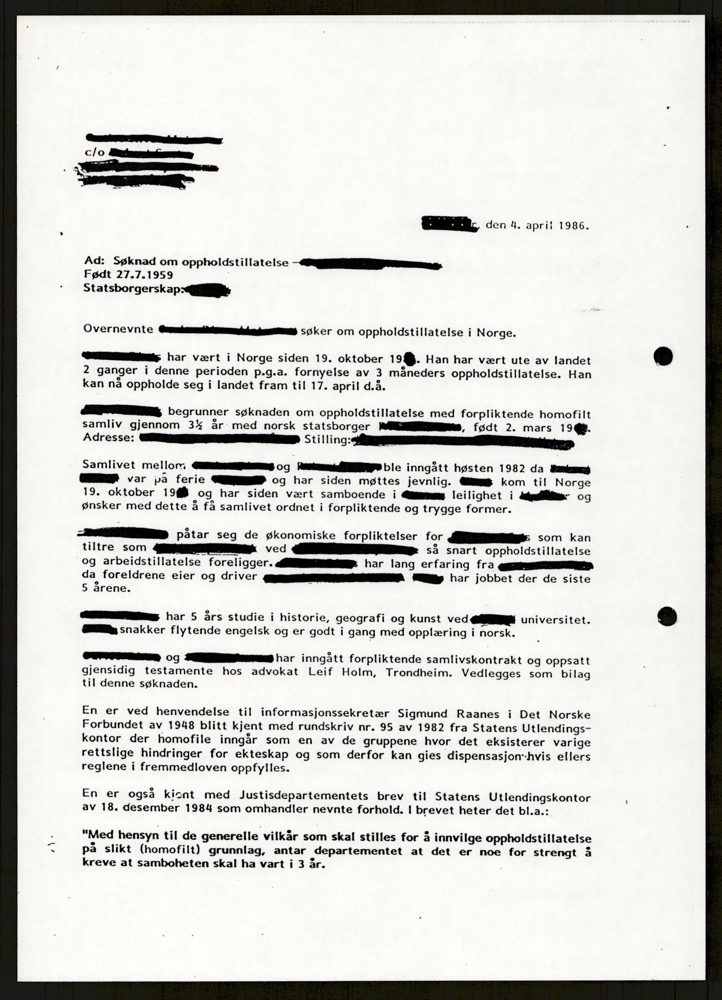 Det Norske Forbundet av 1948/Landsforeningen for Lesbisk og Homofil Frigjøring, AV/RA-PA-1216/A/Ag/L0003: Tillitsvalgte og medlemmer, 1952-1992, p. 305