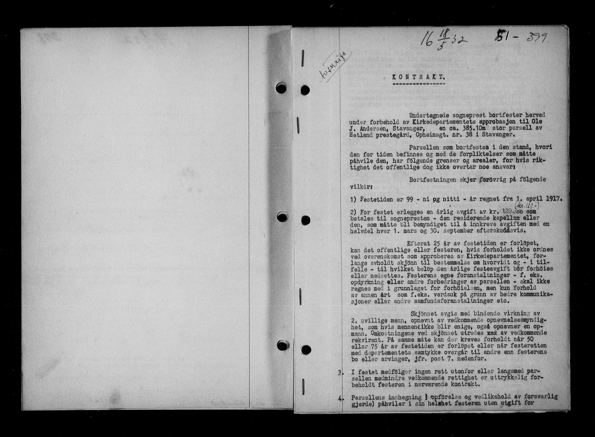 Stavanger byfogd, SAST/A-101408/001/4/41/410/410BB/L0061: Mortgage book no. 51, 1932-1932, Deed date: 18.05.1932