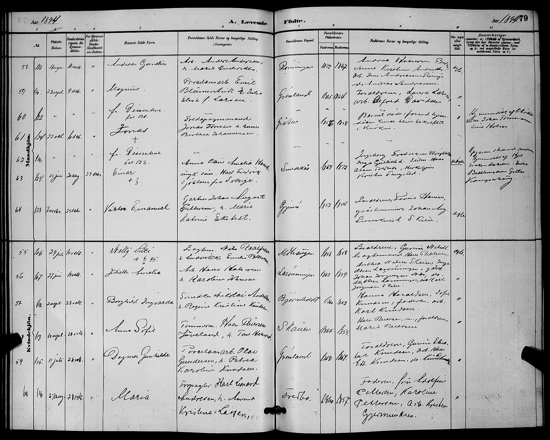 Solum kirkebøker, SAKO/A-306/G/Ga/L0007: Parish register (copy) no. I 7, 1884-1898, p. 79