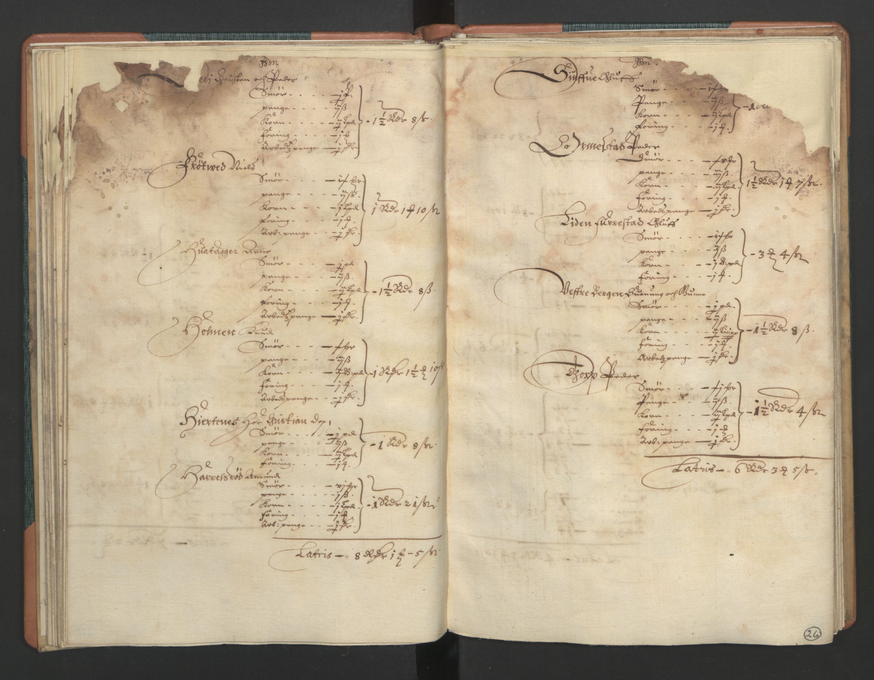 Rentekammeret inntil 1814, Realistisk ordnet avdeling, AV/RA-EA-4070/L/L0015/0002: Tønsberg lagdømme. Brunla len: / Brunla len. Kronens jordebok, 1661, p. 25b-26a