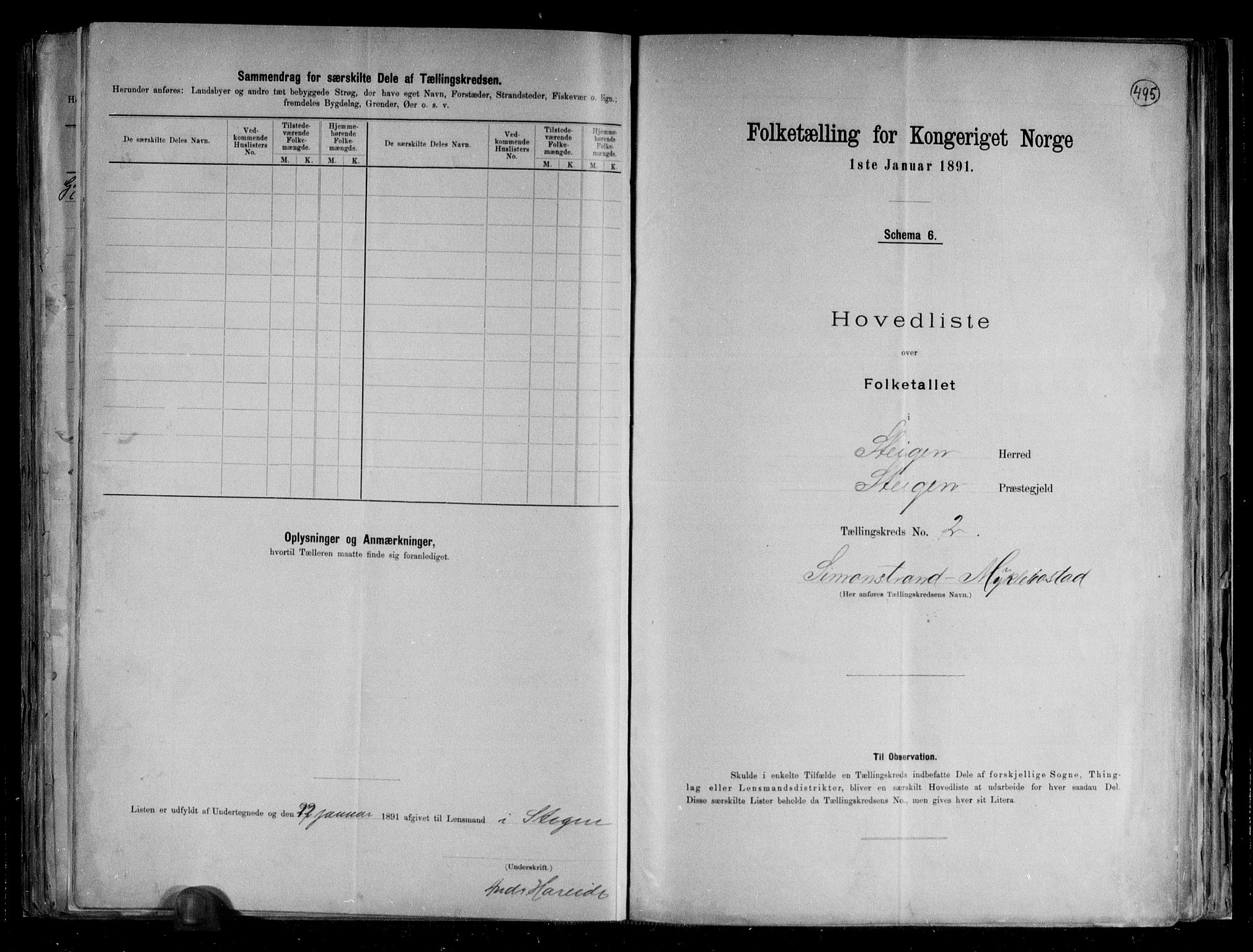 RA, 1891 census for 1848 Steigen, 1891, p. 6