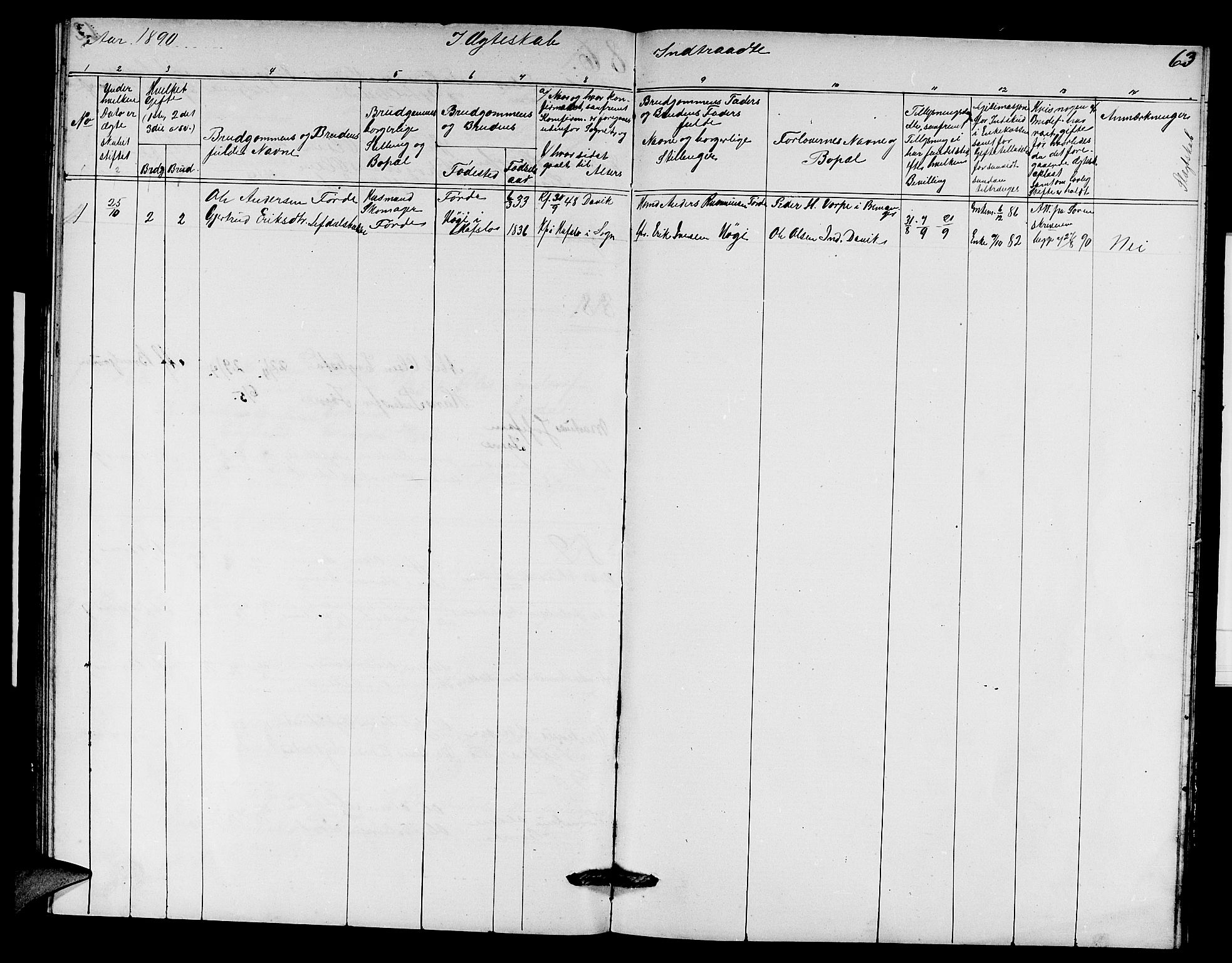 Davik sokneprestembete, AV/SAB-A-79701/H/Hab/Habd/L0001: Parish register (copy) no. D 1, 1866-1891, p. 63