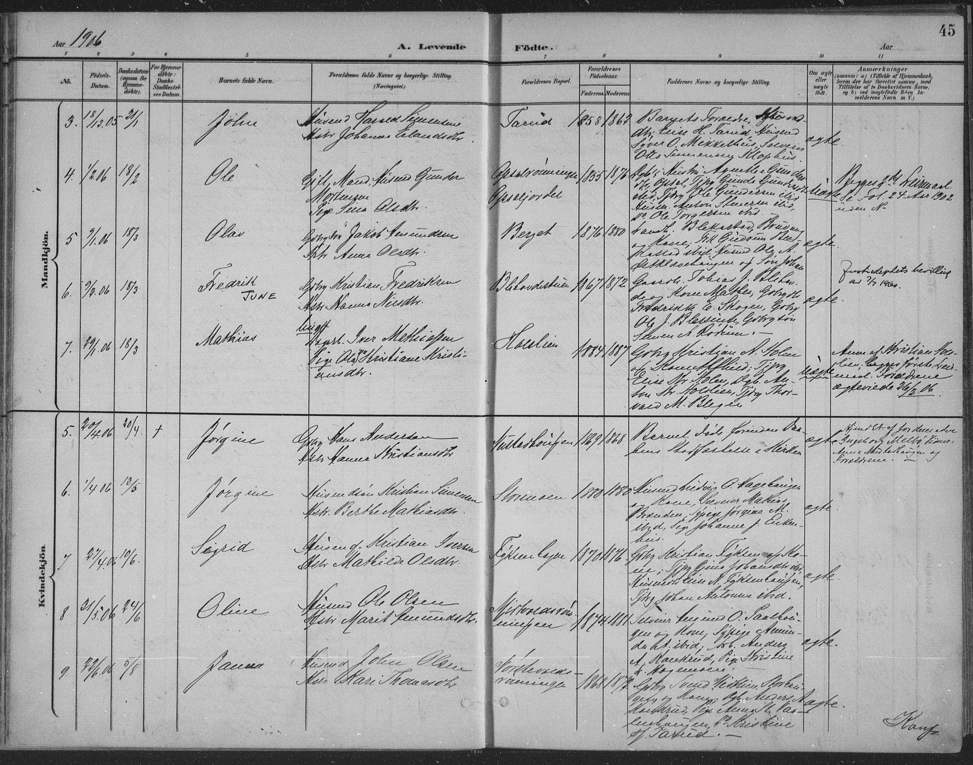 Østre Gausdal prestekontor, SAH/PREST-092/H/Ha/Haa/L0004: Parish register (official) no. 4, 1898-1914, p. 45