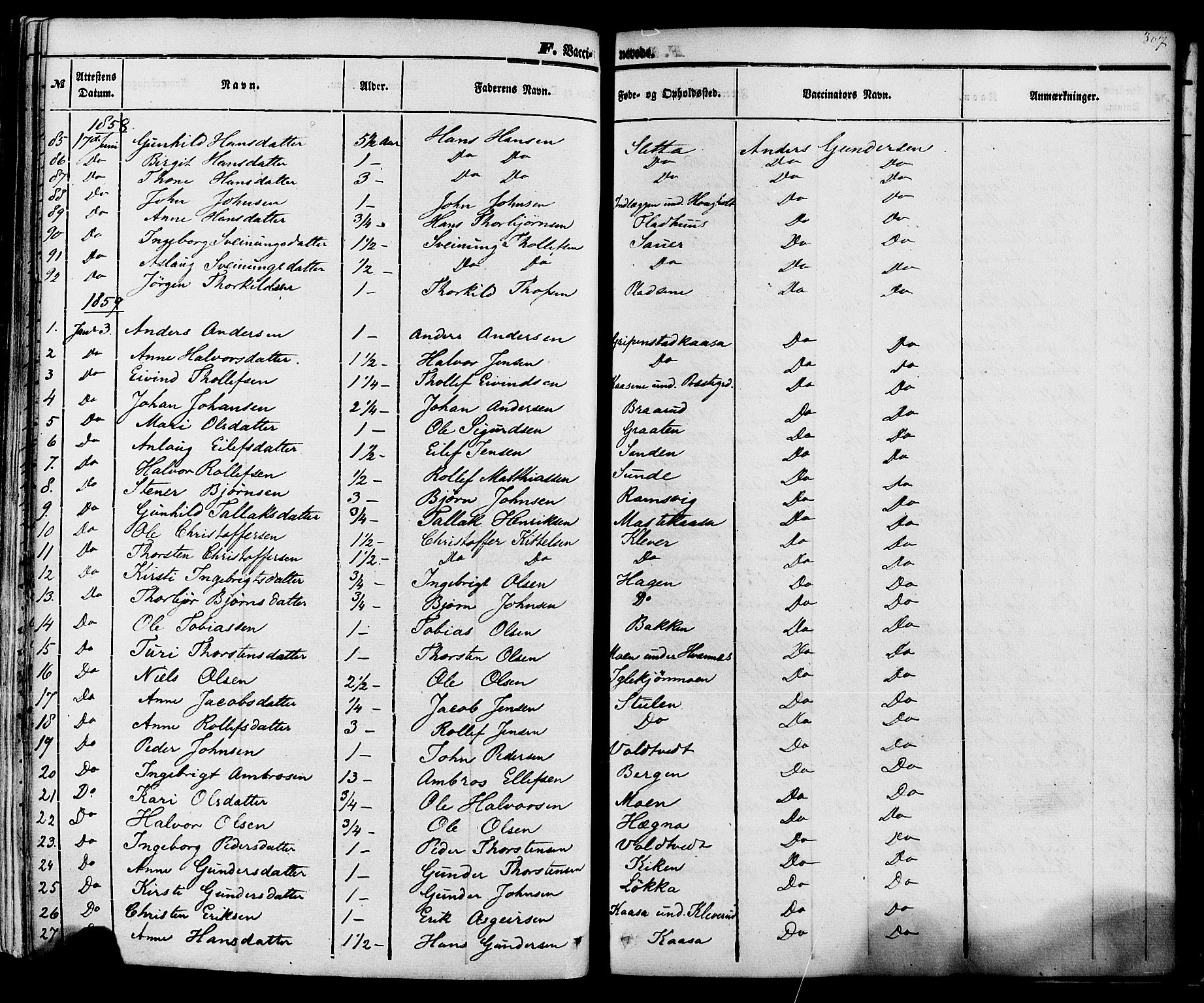 Sauherad kirkebøker, SAKO/A-298/F/Fa/L0007: Parish register (official) no. I 7, 1851-1873, p. 307