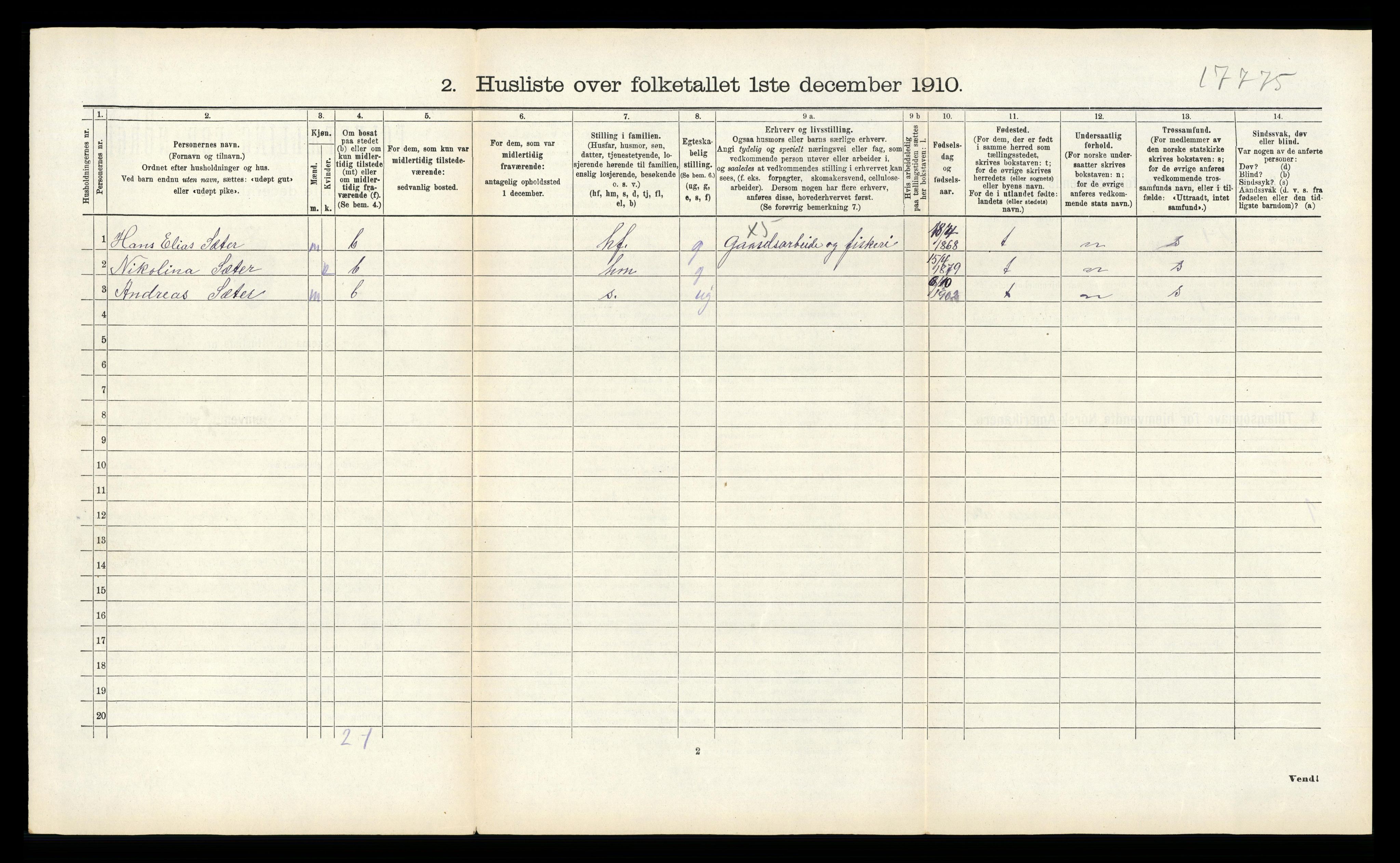 RA, 1910 census for Aukra, 1910, p. 301