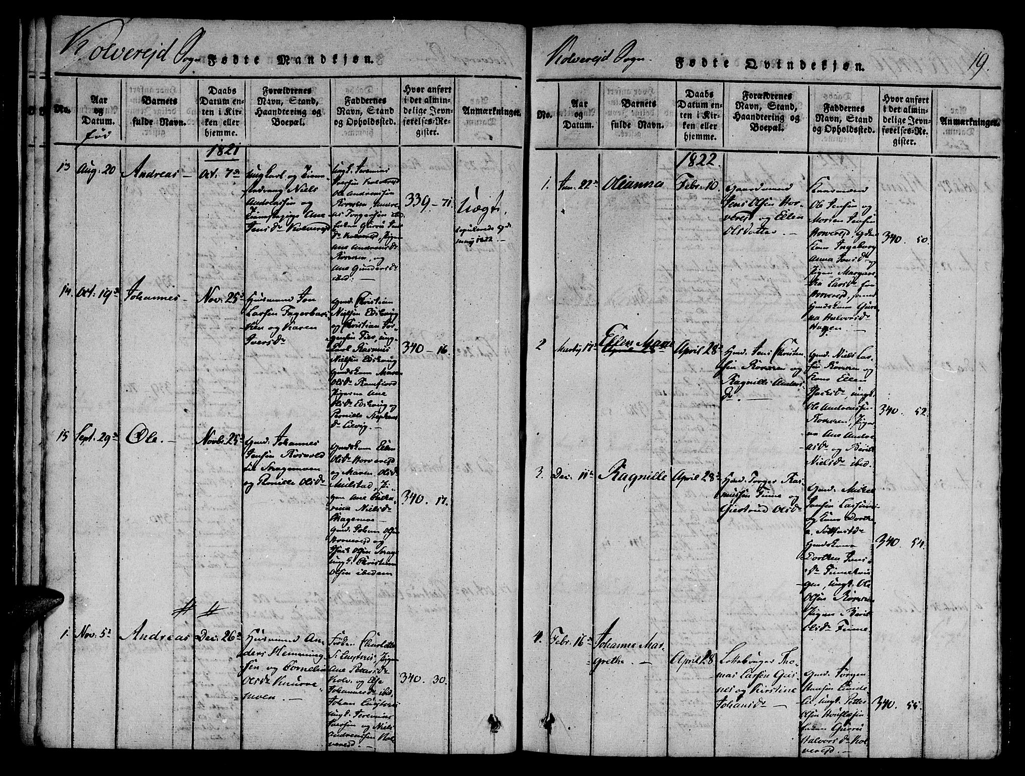 Ministerialprotokoller, klokkerbøker og fødselsregistre - Nord-Trøndelag, SAT/A-1458/780/L0636: Parish register (official) no. 780A03 /1, 1815-1830, p. 19