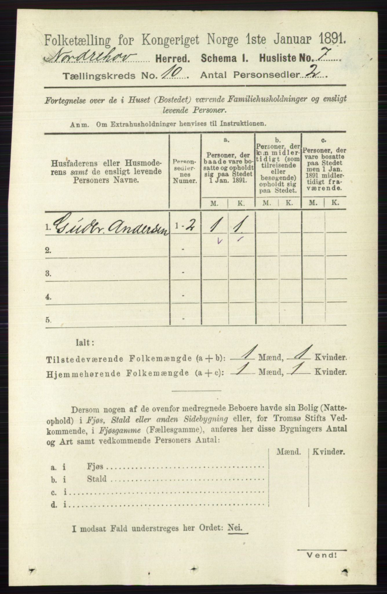 RA, 1891 census for 0613 Norderhov, 1891, p. 7430