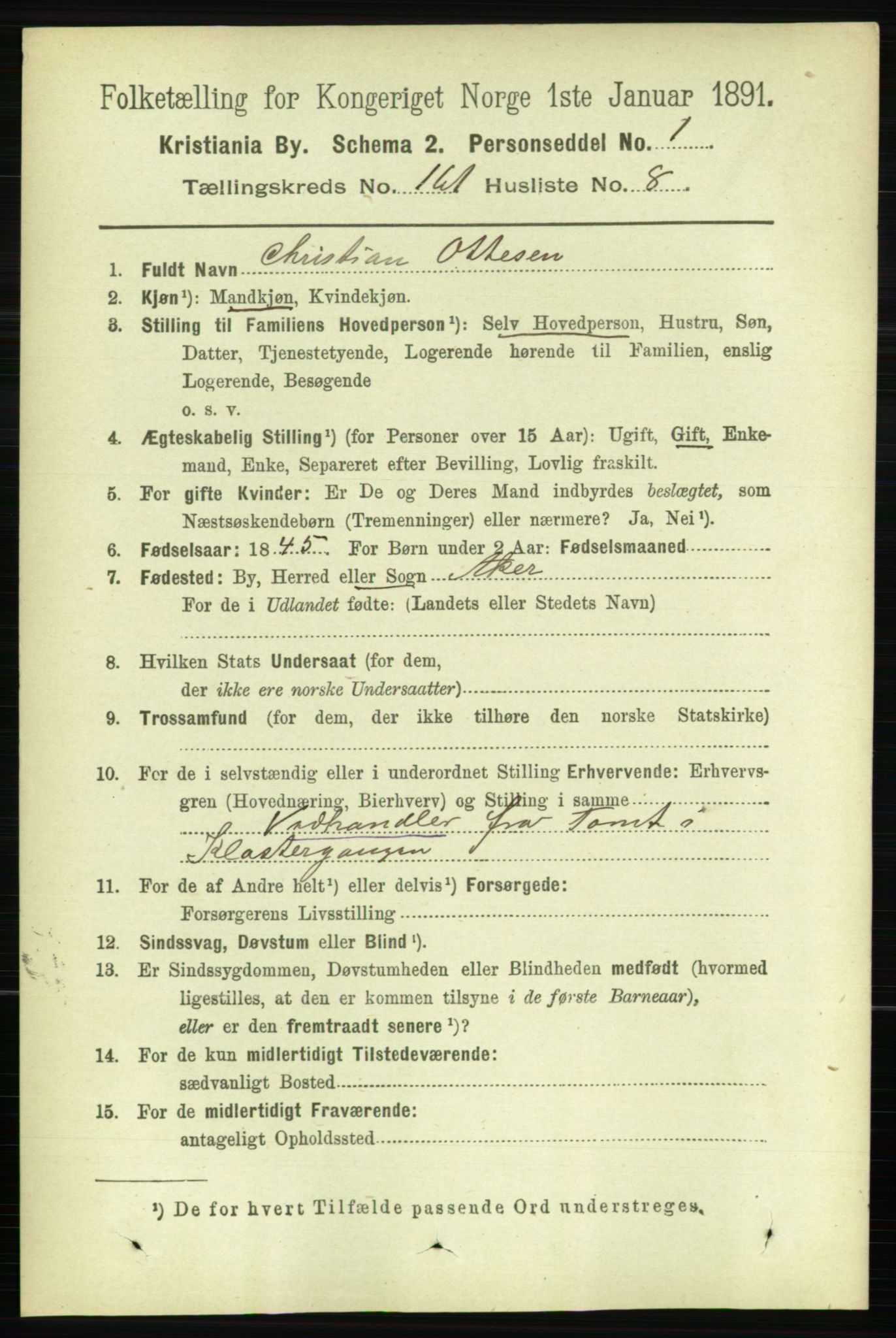 RA, 1891 census for 0301 Kristiania, 1891, p. 91754