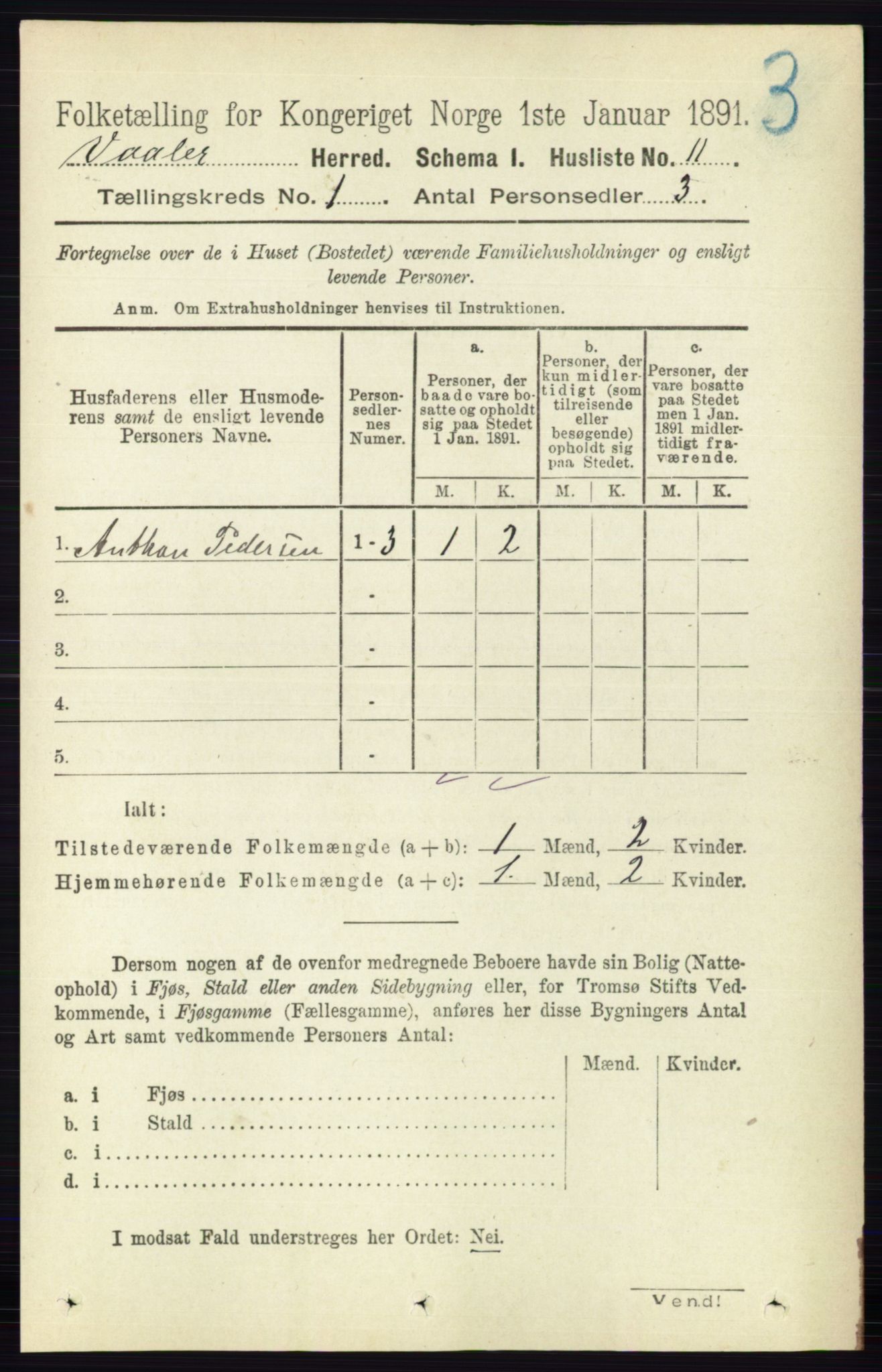 RA, 1891 census for 0137 Våler, 1891, p. 31