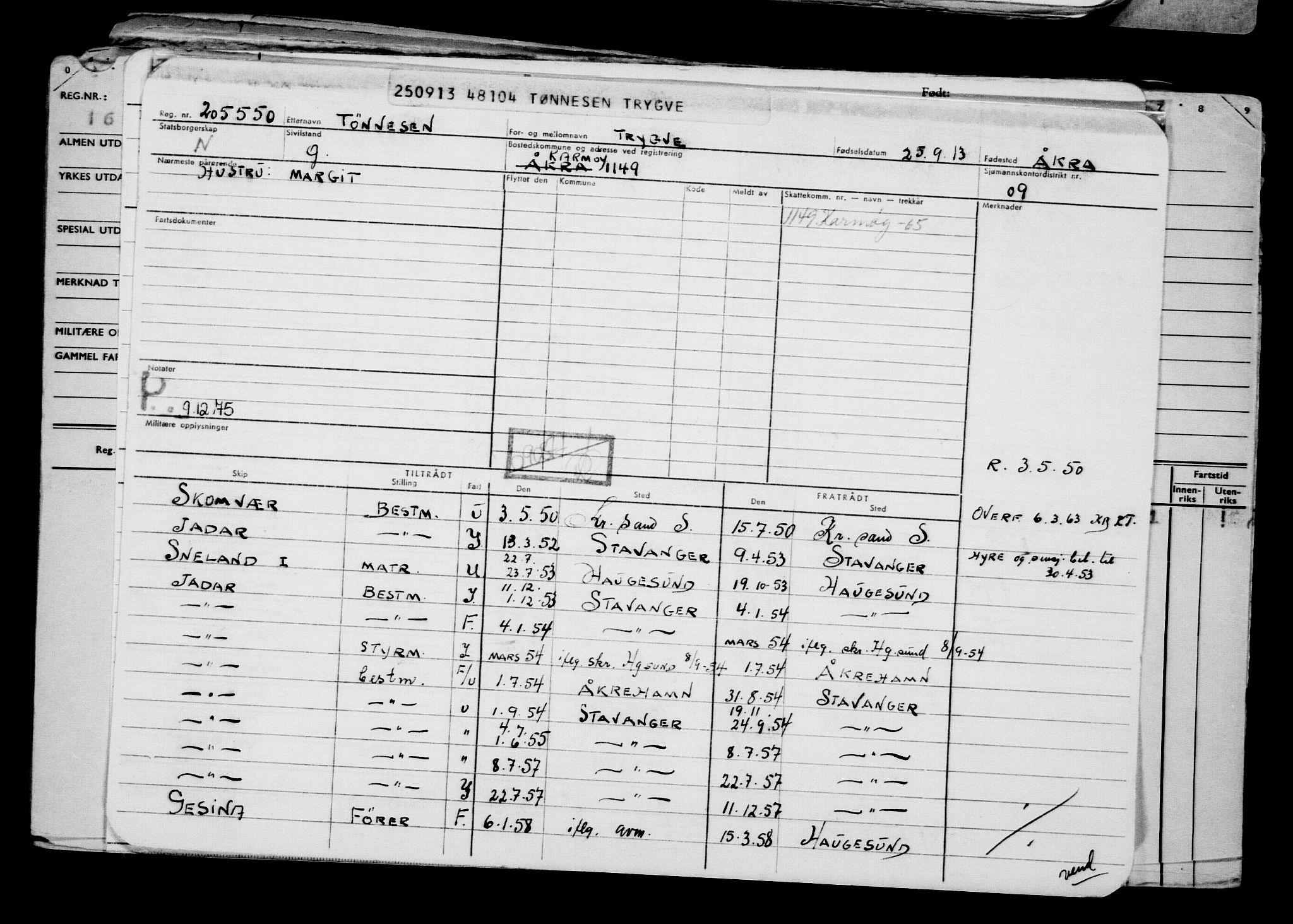 Direktoratet for sjømenn, AV/RA-S-3545/G/Gb/L0115: Hovedkort, 1913, p. 439