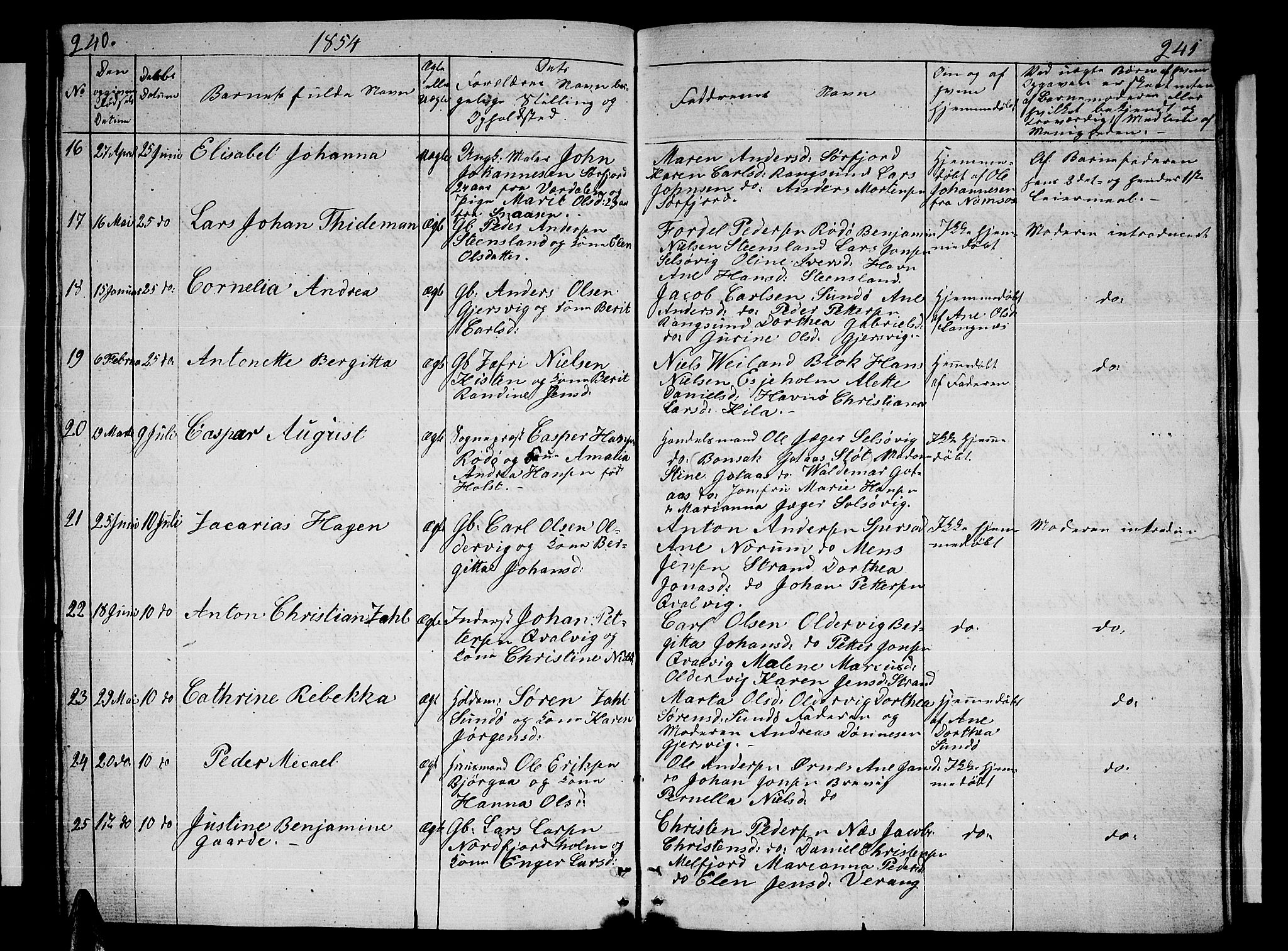 Ministerialprotokoller, klokkerbøker og fødselsregistre - Nordland, AV/SAT-A-1459/841/L0618: Parish register (copy) no. 841C02, 1833-1855, p. 240-241