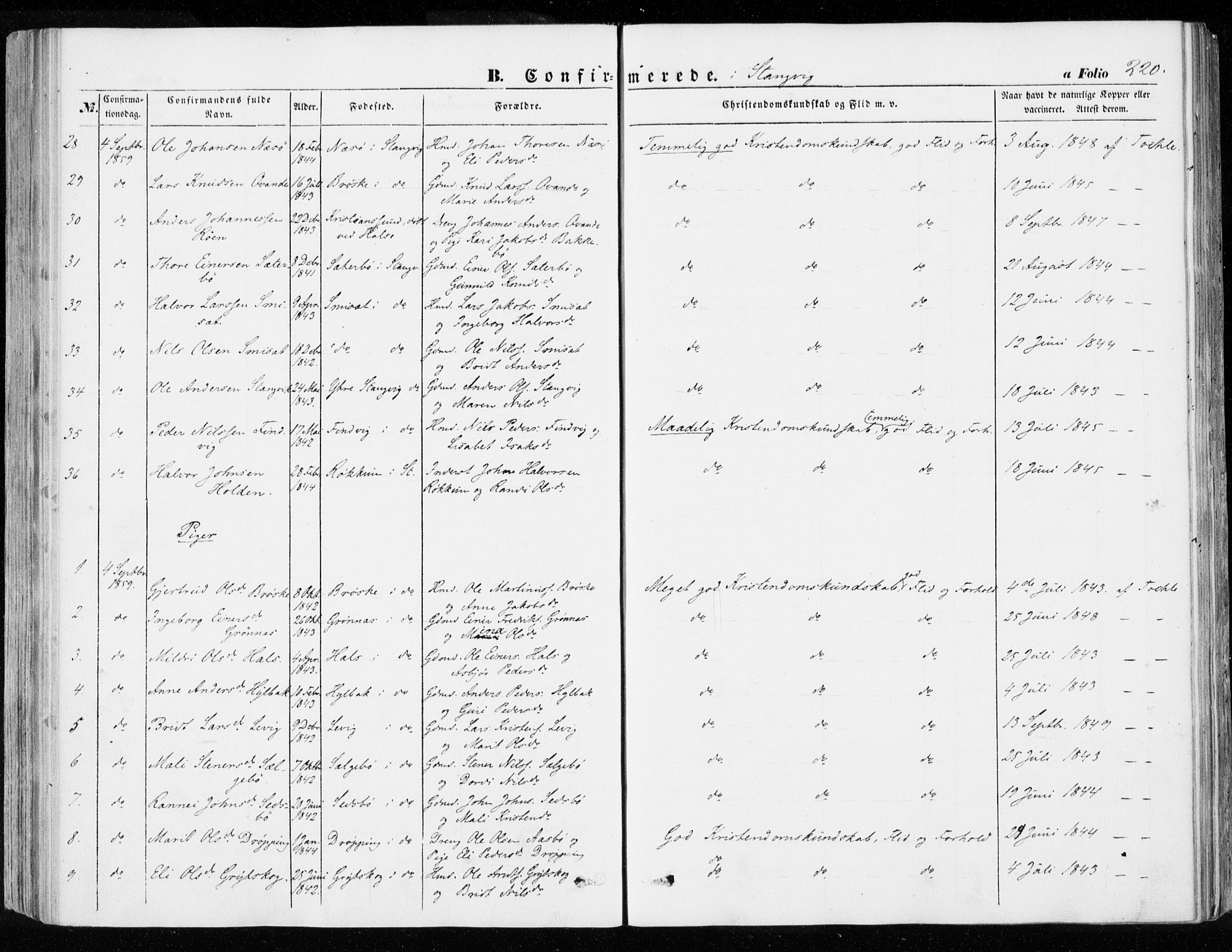 Ministerialprotokoller, klokkerbøker og fødselsregistre - Møre og Romsdal, AV/SAT-A-1454/592/L1026: Parish register (official) no. 592A04, 1849-1867, p. 220