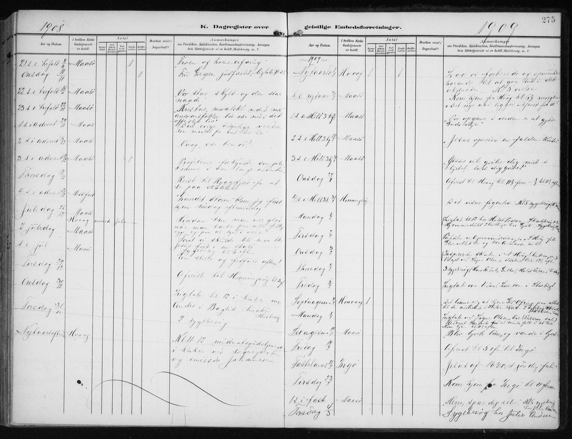Måsøy sokneprestkontor, AV/SATØ-S-1348/H/Ha/L0009kirke: Parish register (official) no. 9, 1903-1914, p. 275