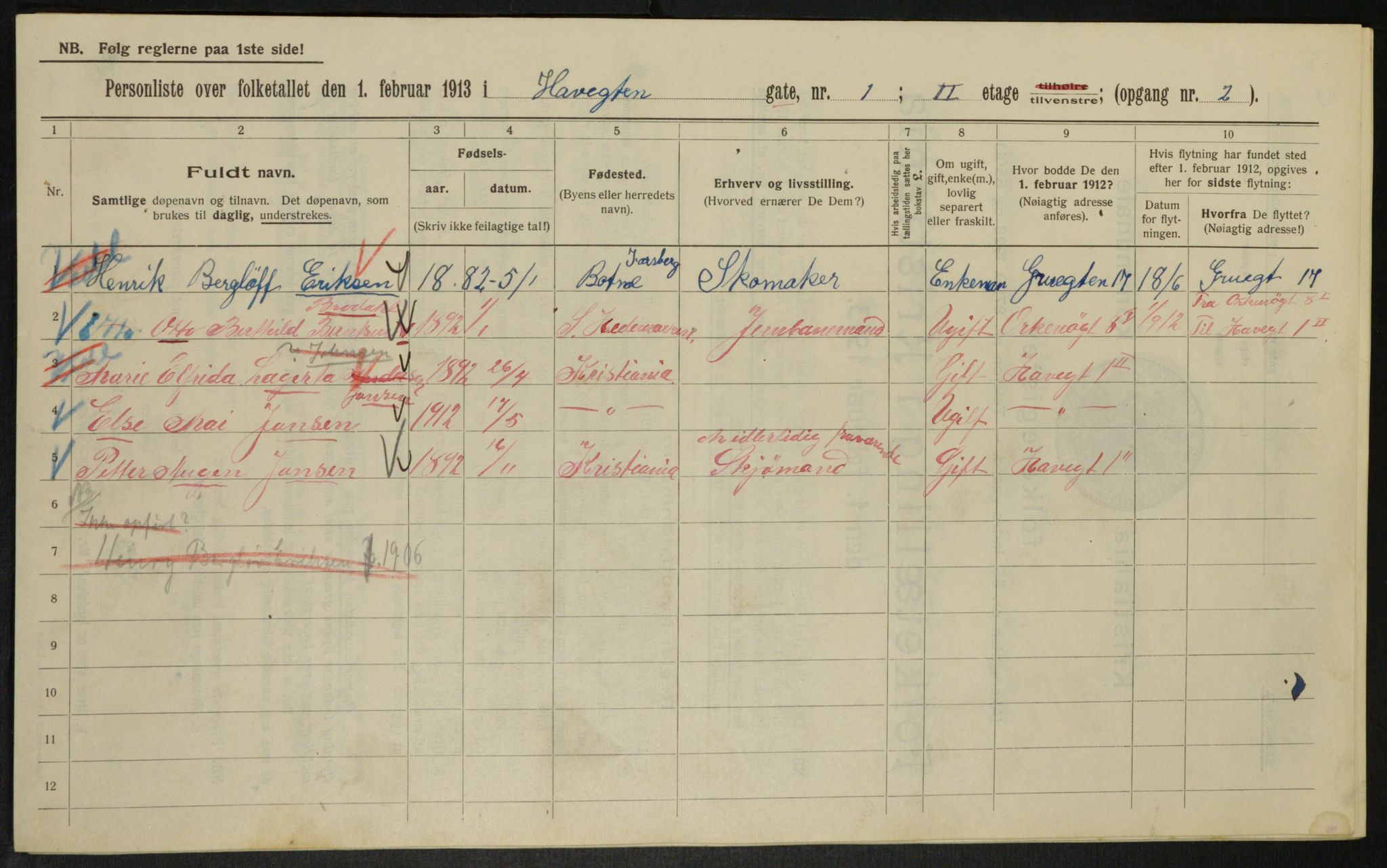 OBA, Municipal Census 1913 for Kristiania, 1913, p. 33397