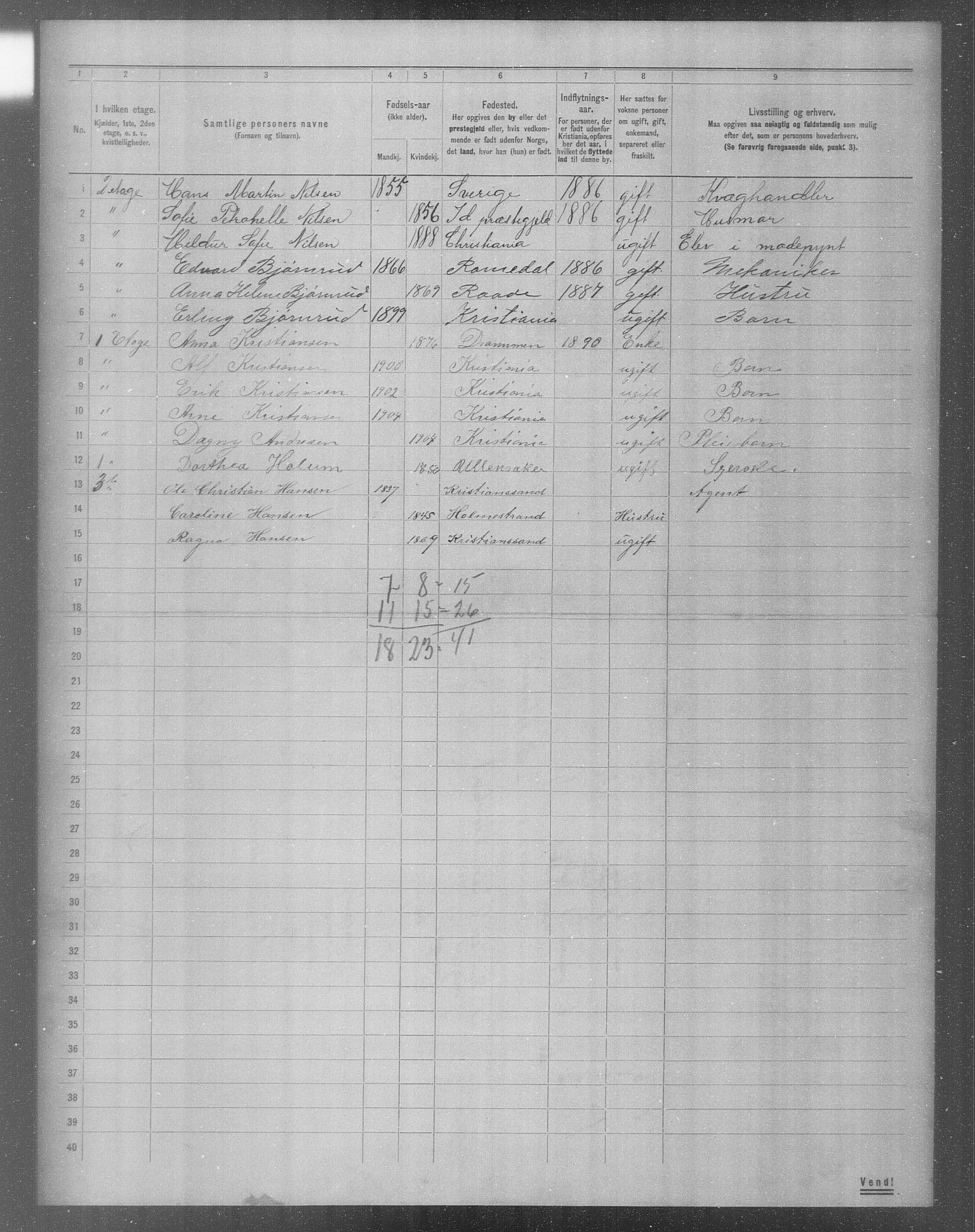 OBA, Municipal Census 1904 for Kristiania, 1904, p. 9675