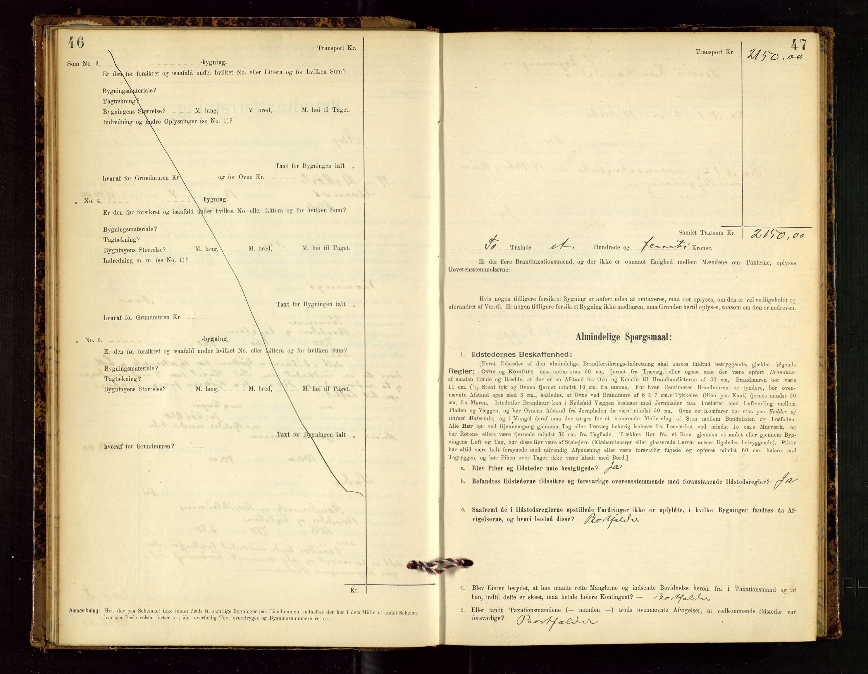 Klepp lensmannskontor, AV/SAST-A-100163/Goc/L0002: "Brandtaxationsprotokol" m/register, 1898-1902, p. 46-47