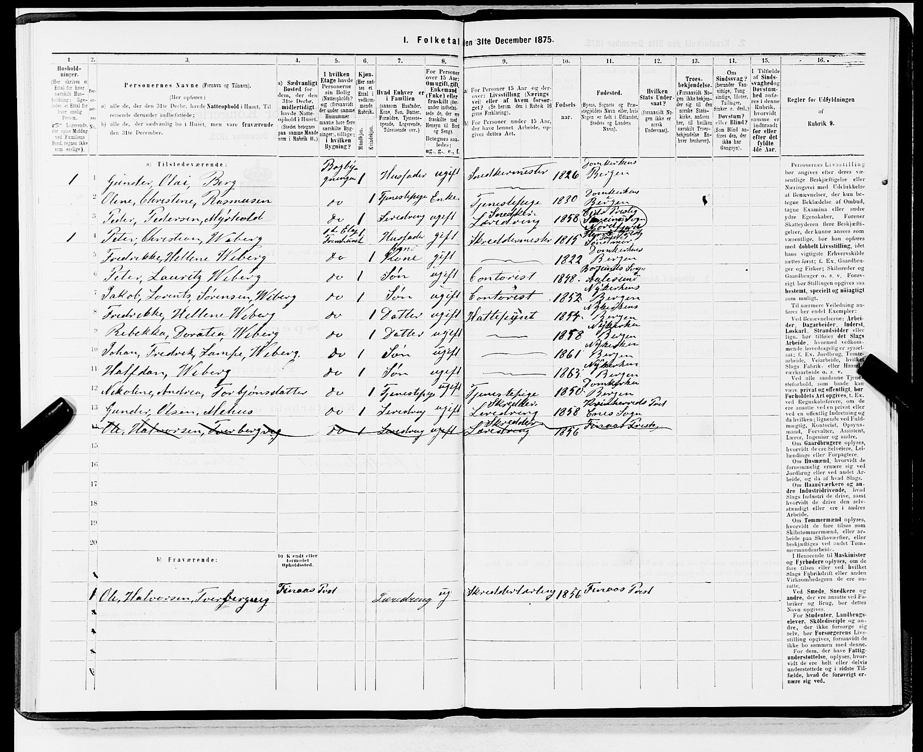 SAB, 1875 census for 1301 Bergen, 1875, p. 1401